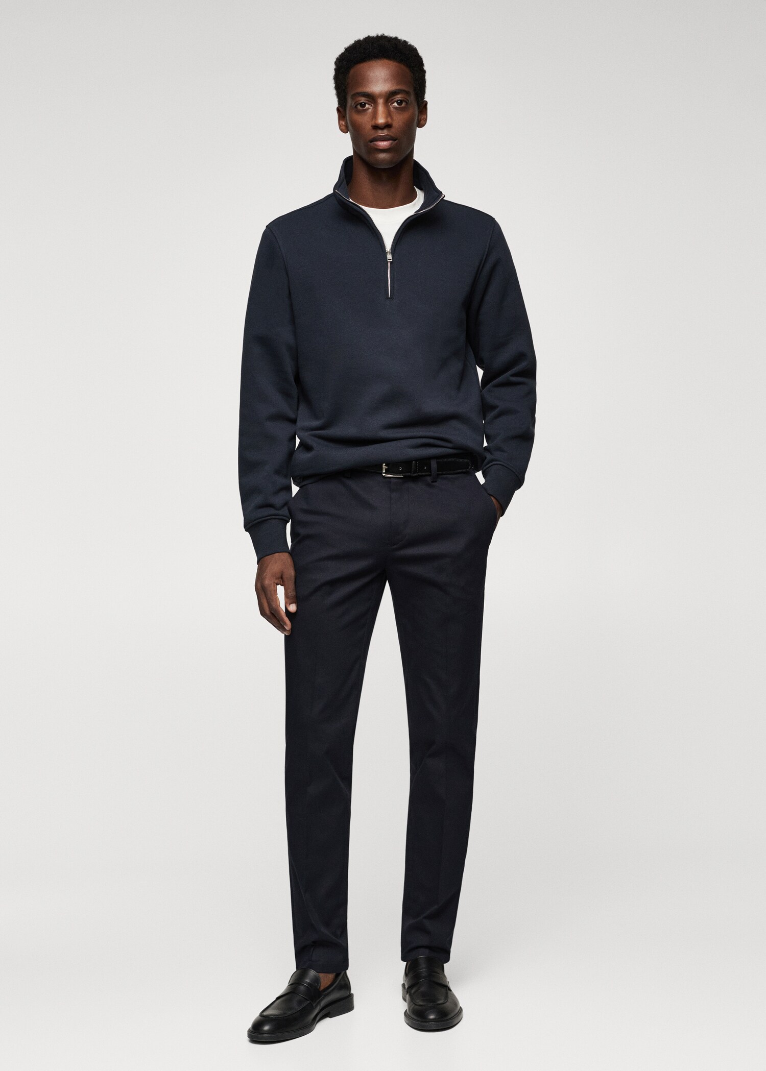 Sweat-shirt coton col zippé - Plan général