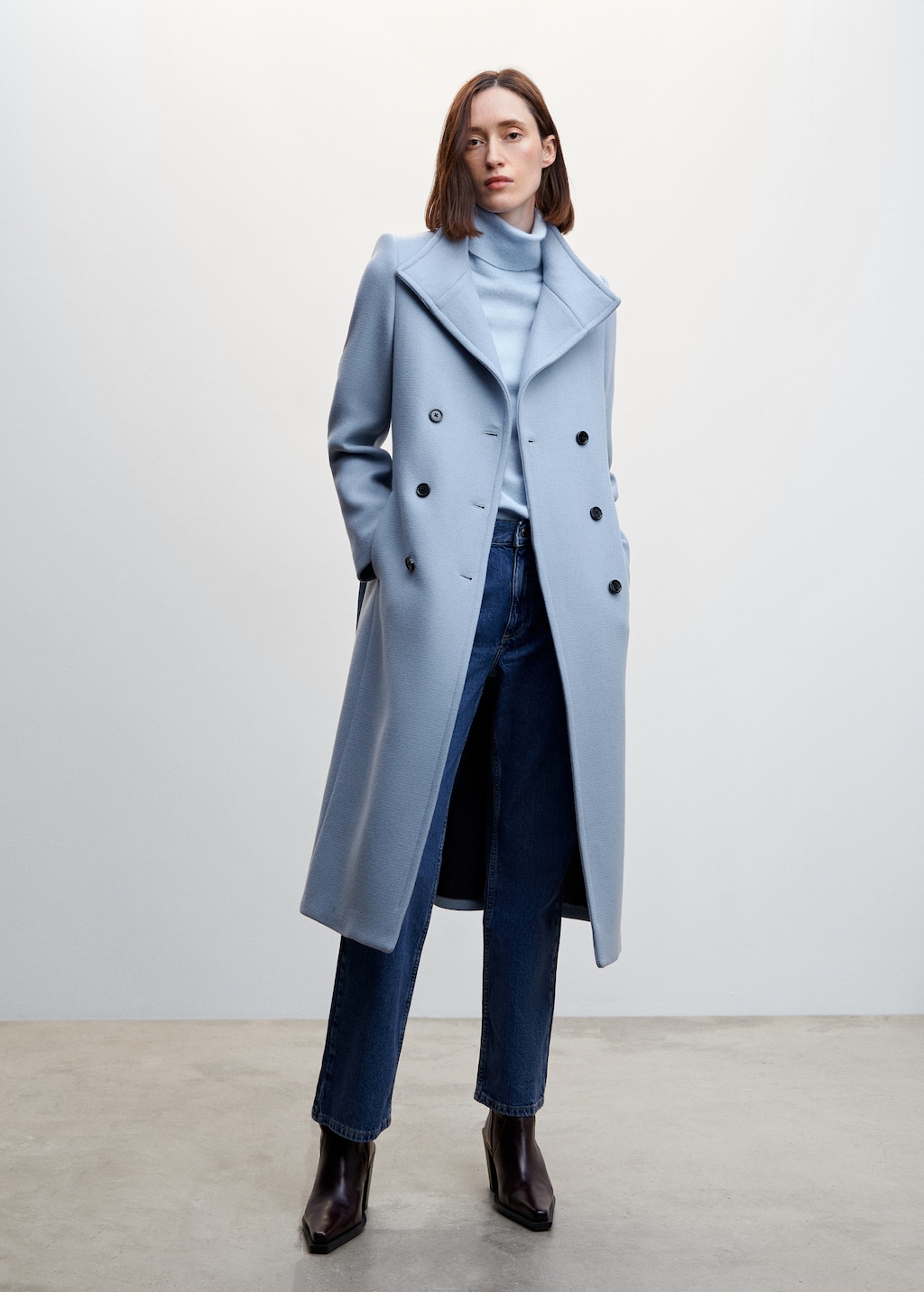 Woollen coat with belt Woman MANGO OUTLET Latvia