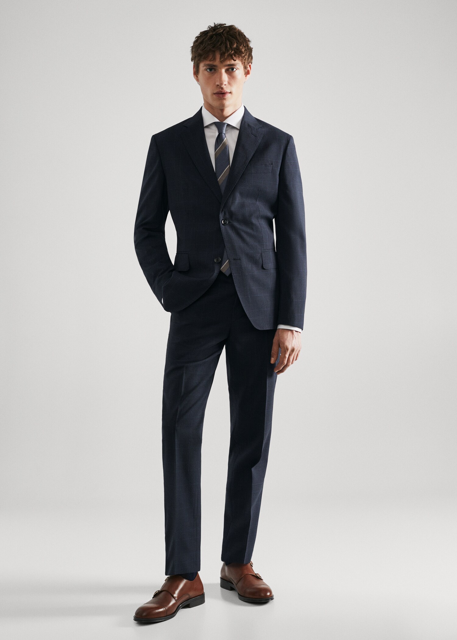 Slim fit virgin wool suit trousers - General plane