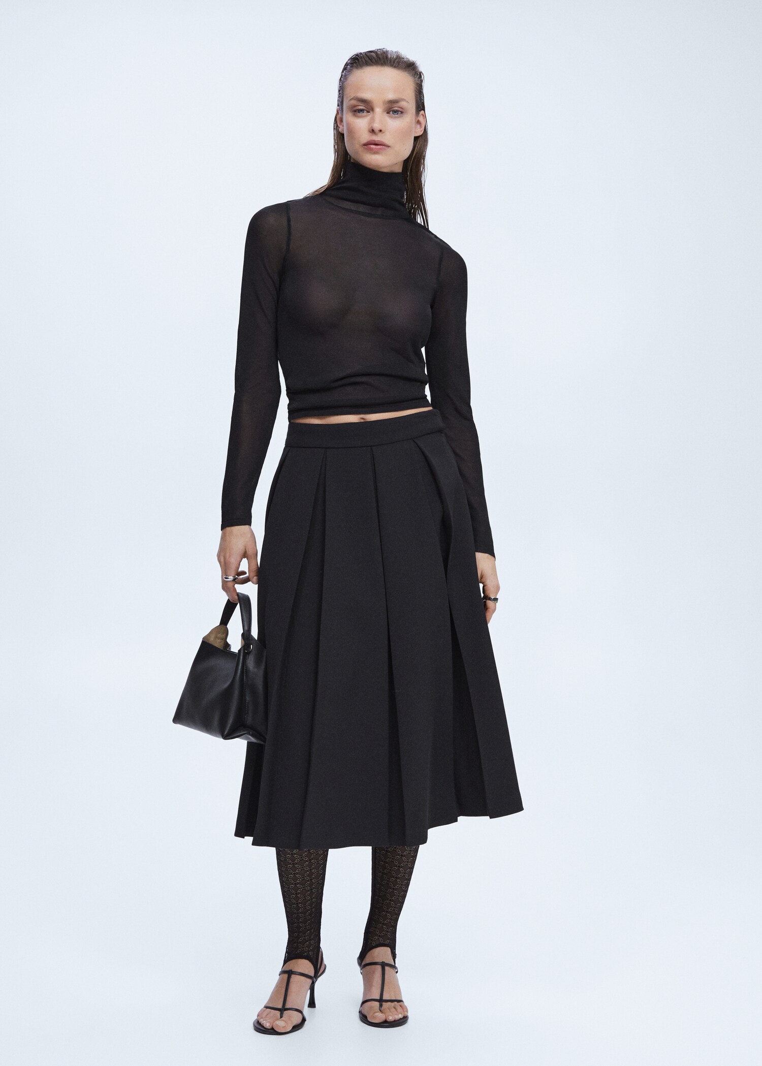 Pleated midi skirt - General plane