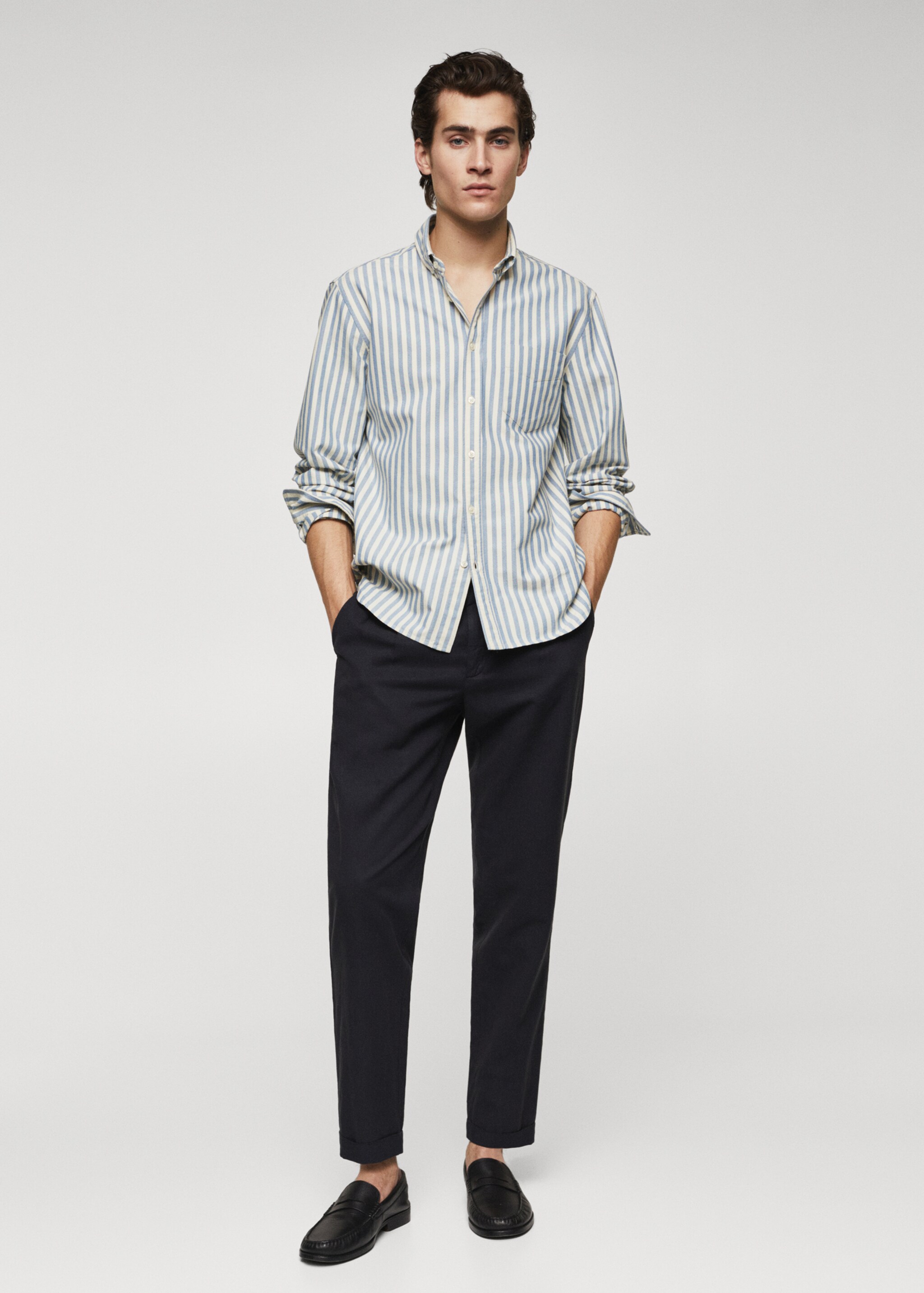 100% cotton striped shirt - General plane, Blue. Ref: 47044430-00.