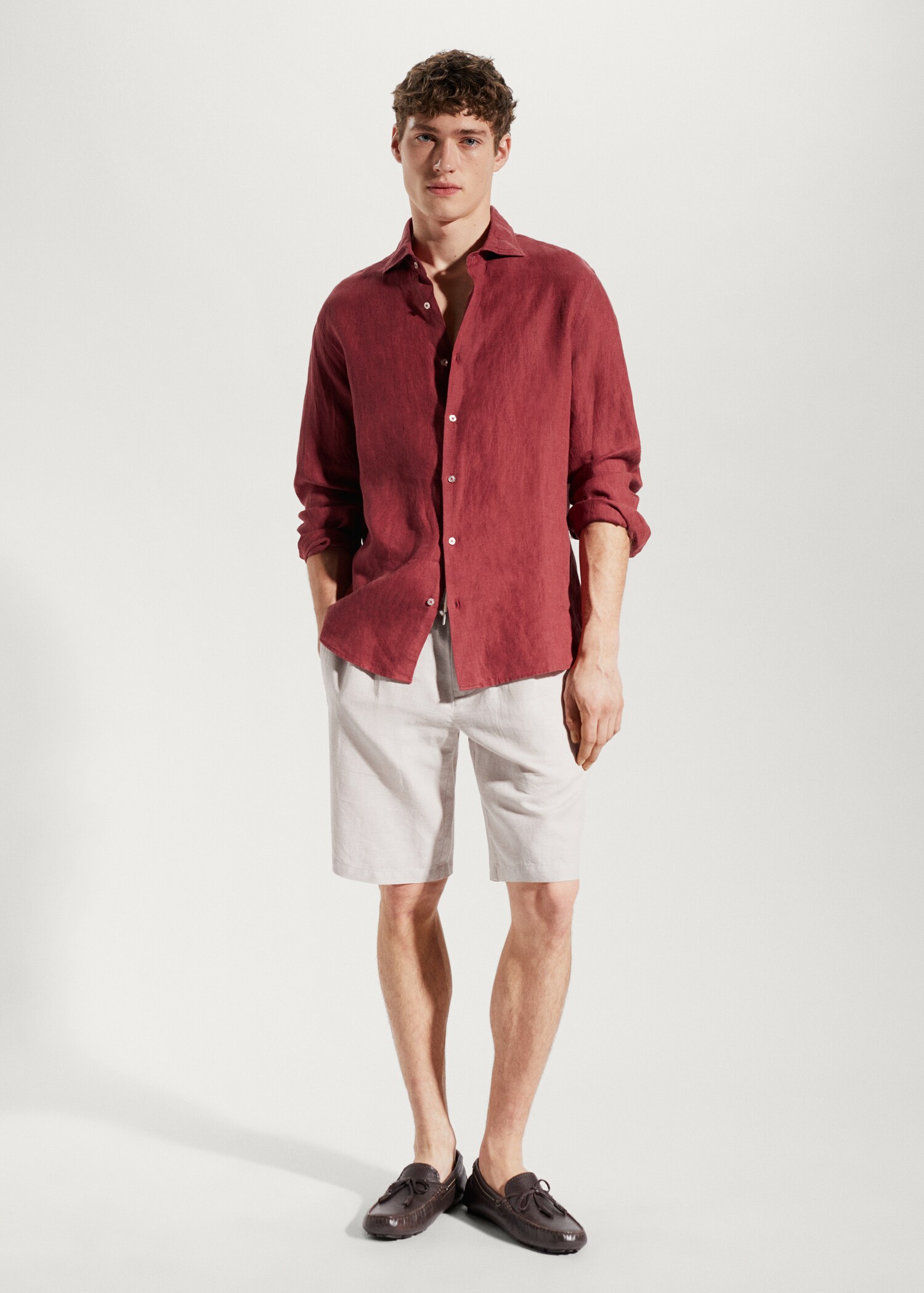 100% linen regular-fit shirt - General plane