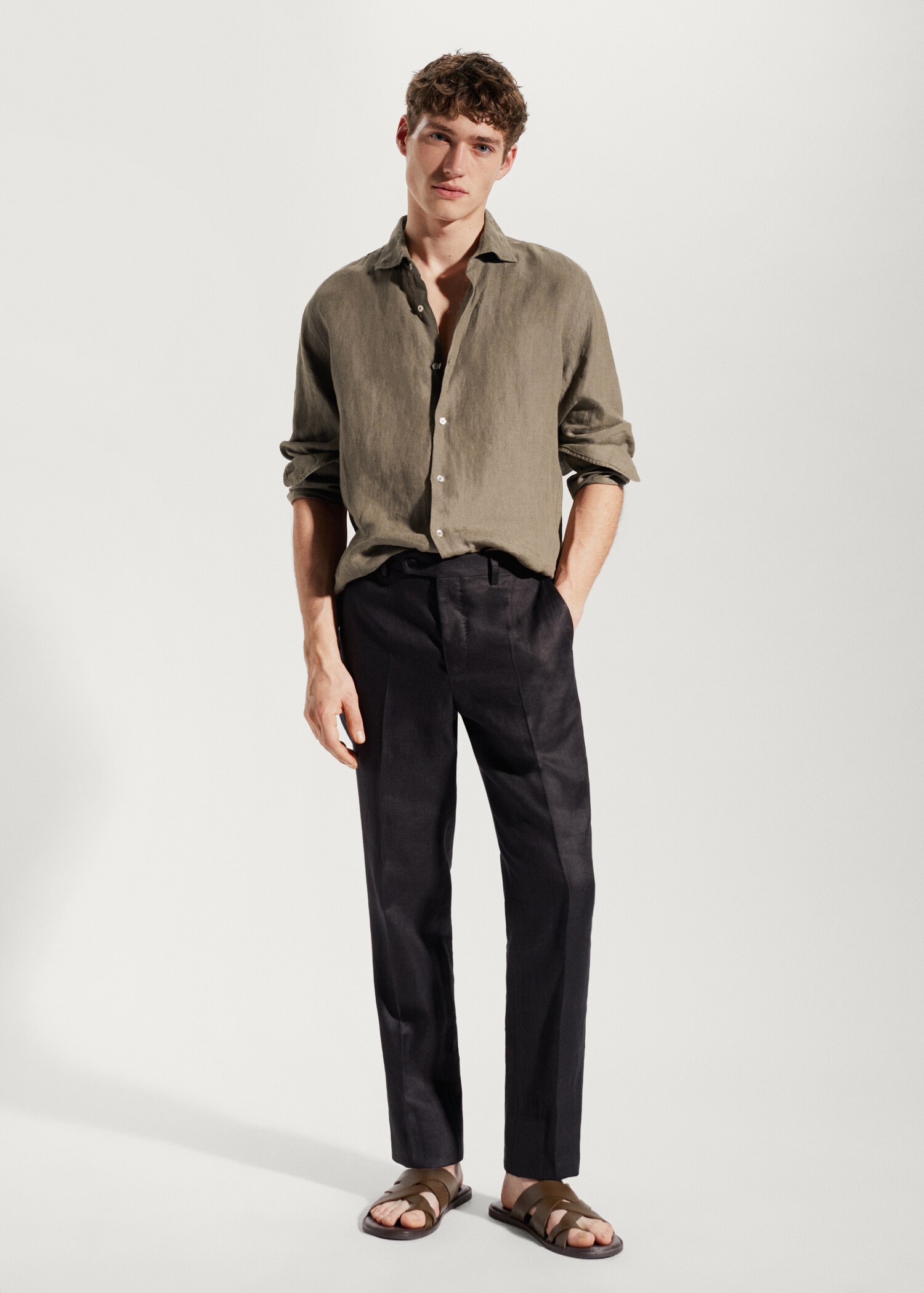 100% linen regular-fit shirt - General plane
