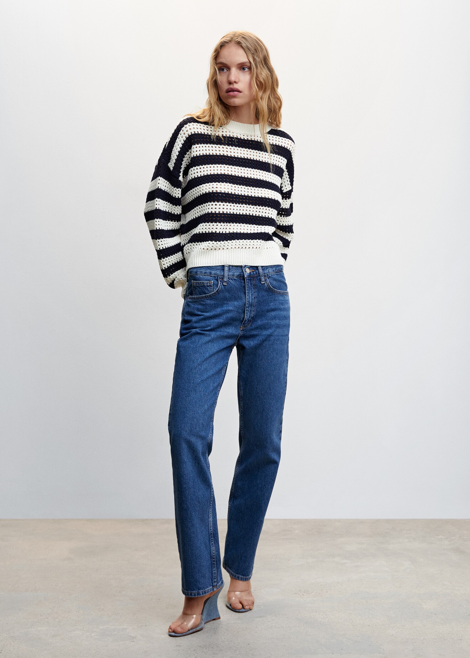 Striped openwork knit sweater - General plane
