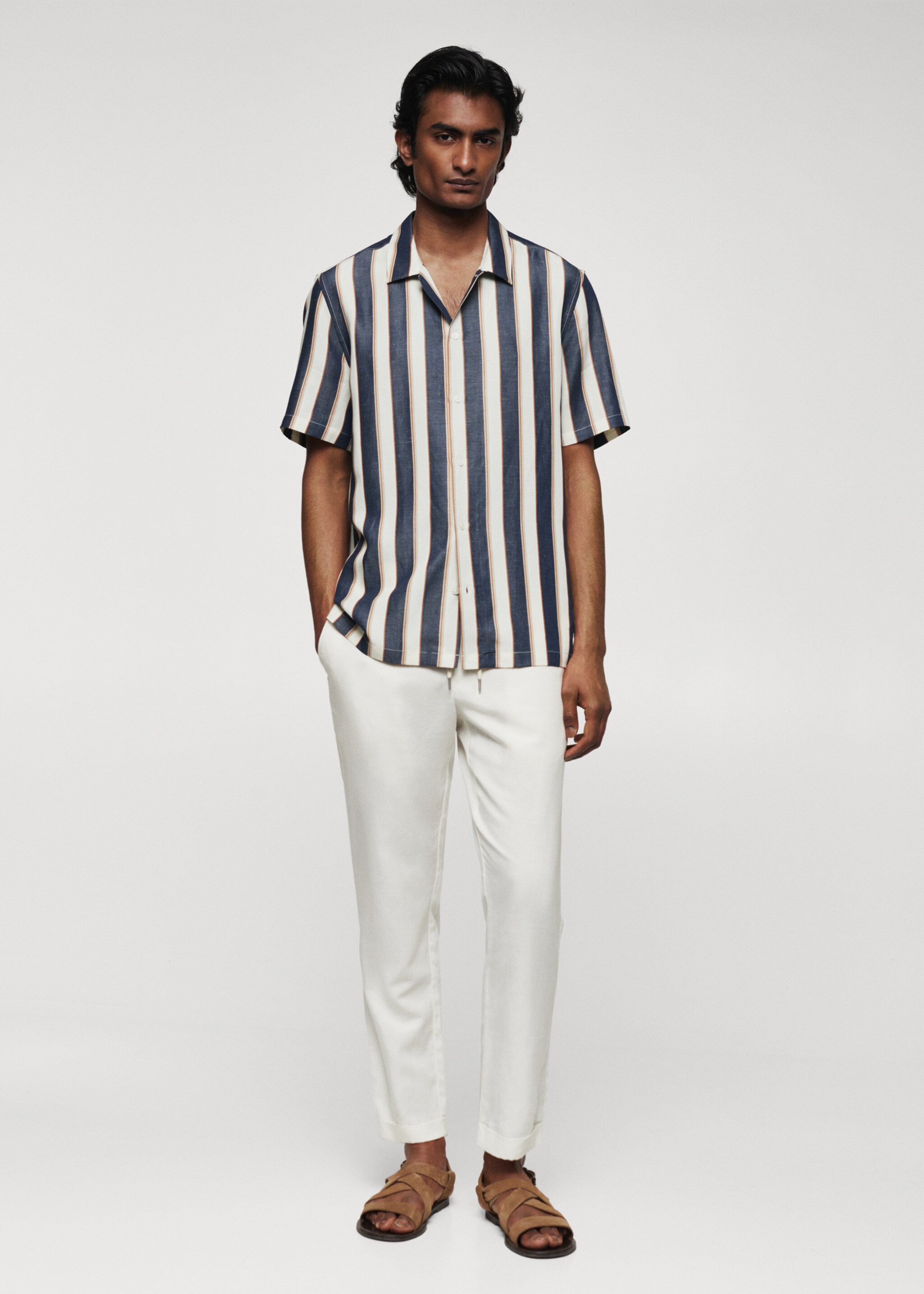 Short sleeve striped shirt - General plane, Dark Navy. Ref: 47047822-00.