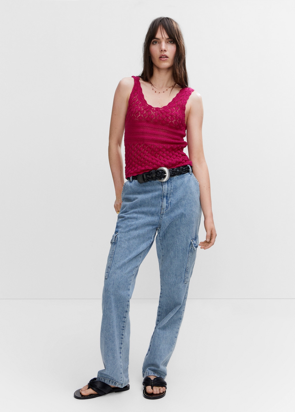 Openwork details knit top - Women | MANGO OUTLET USA