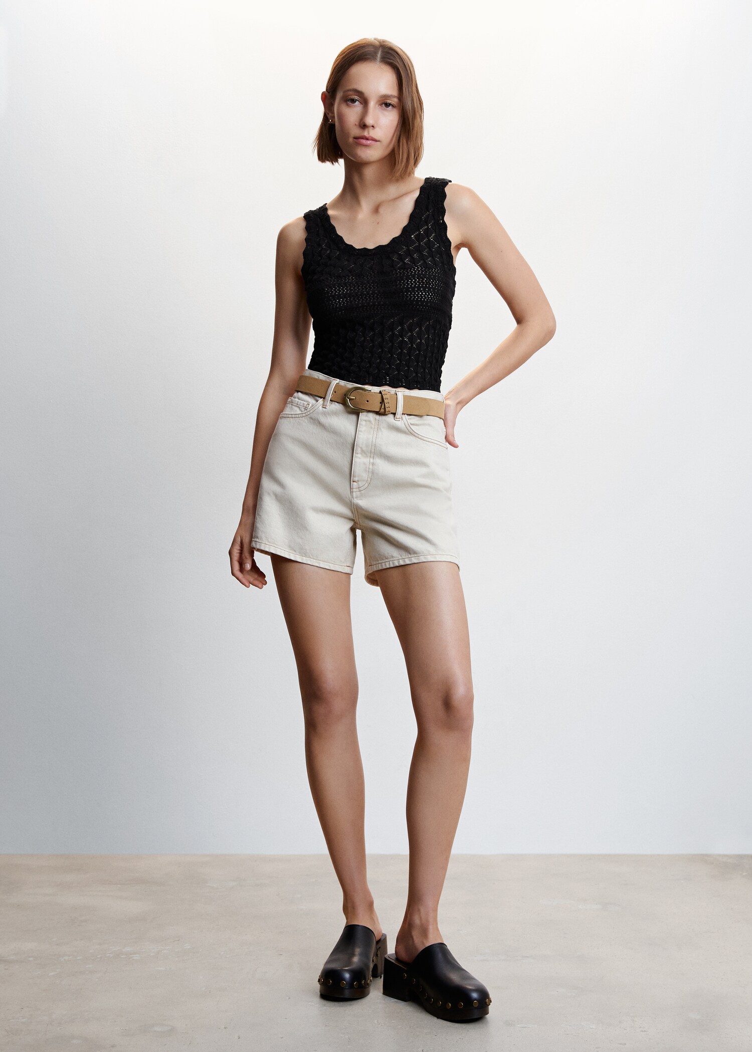 Openwork details knit top - General plane