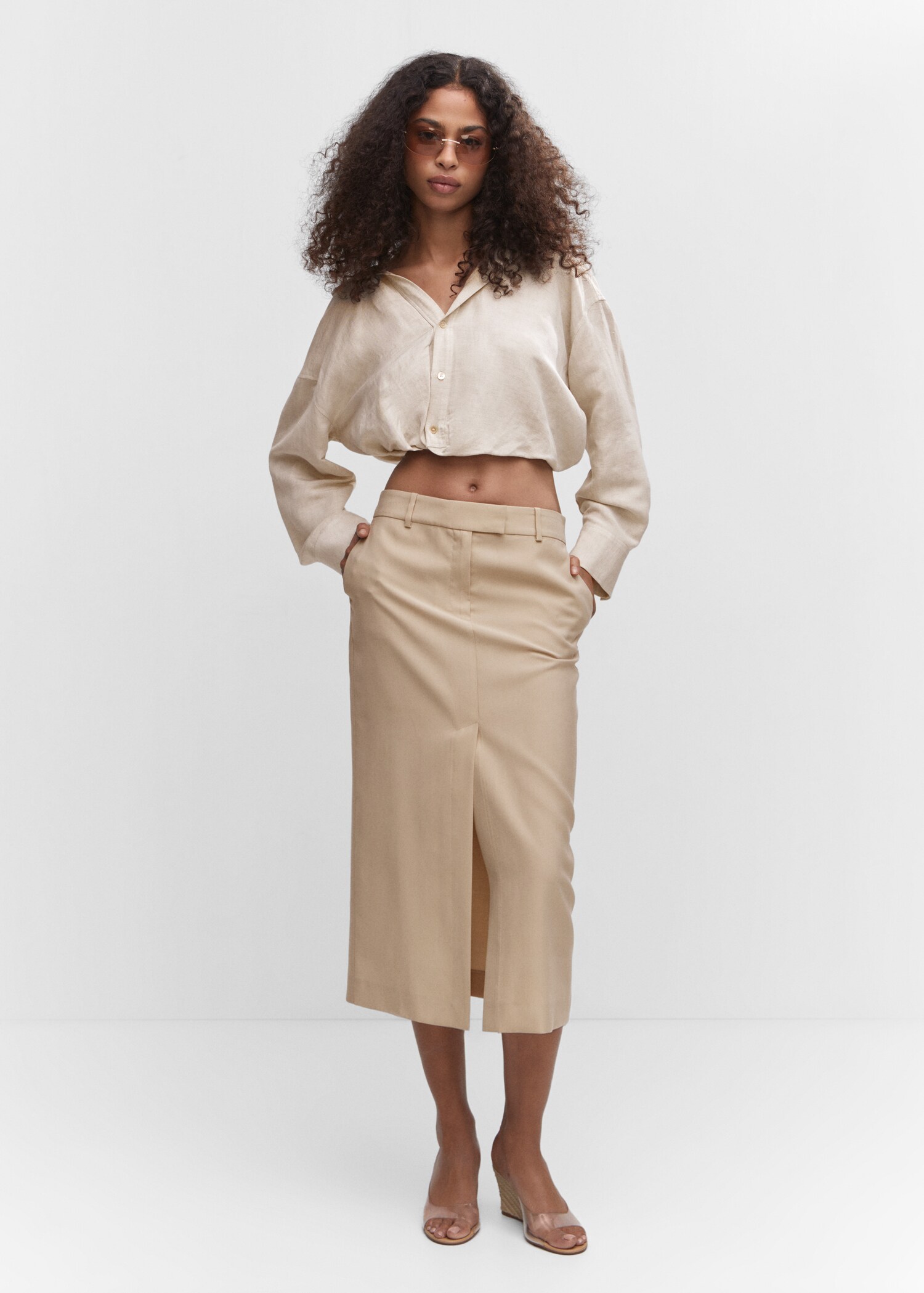 Lyocell skirt with slit - General plane