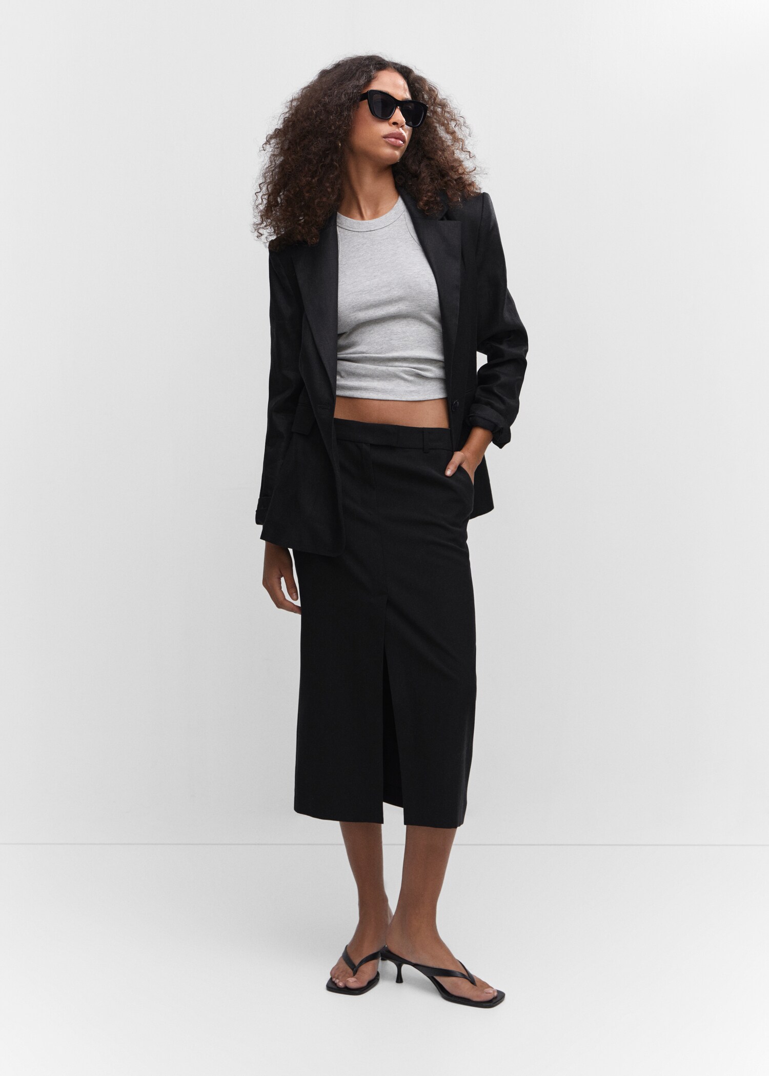 Lyocell skirt with slit - General plane