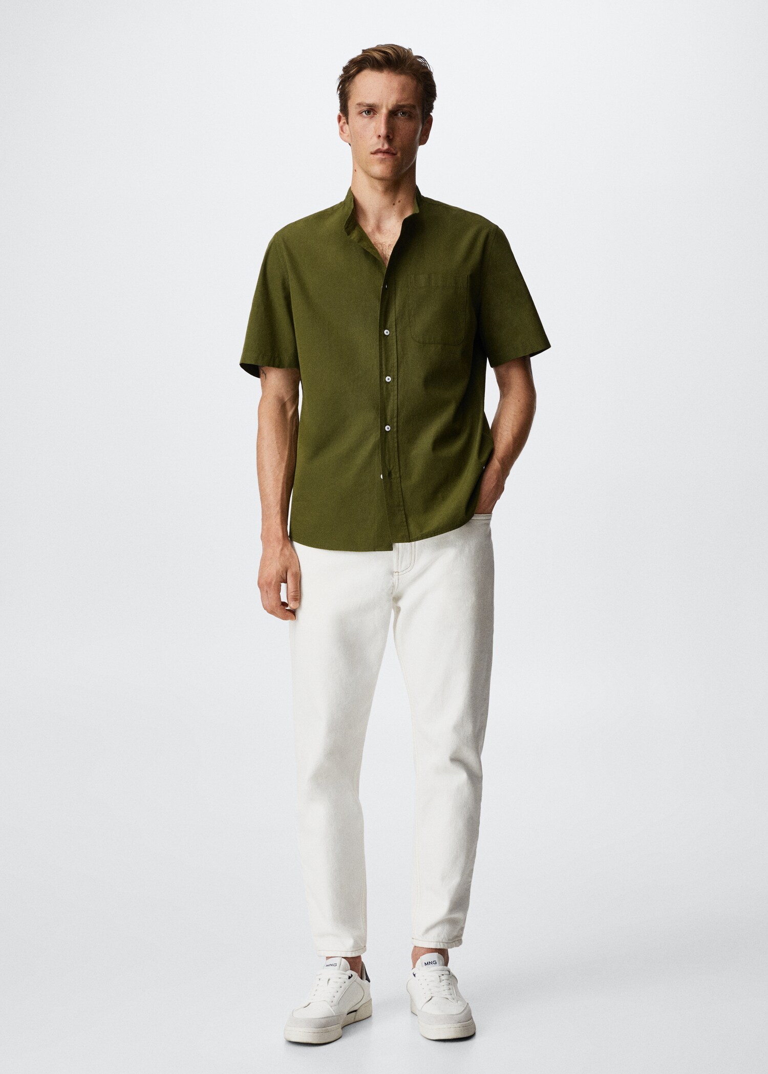 Chemise en coton col mao - Plan général