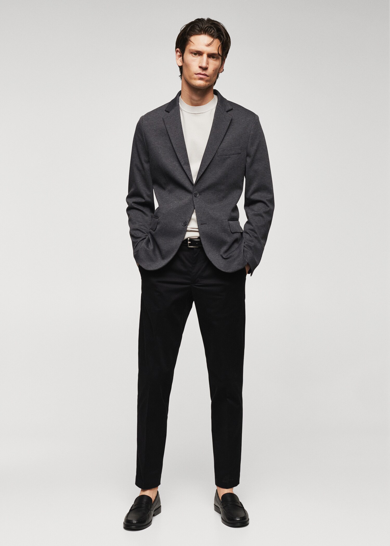 Slim fit microstructure blazer - General plane