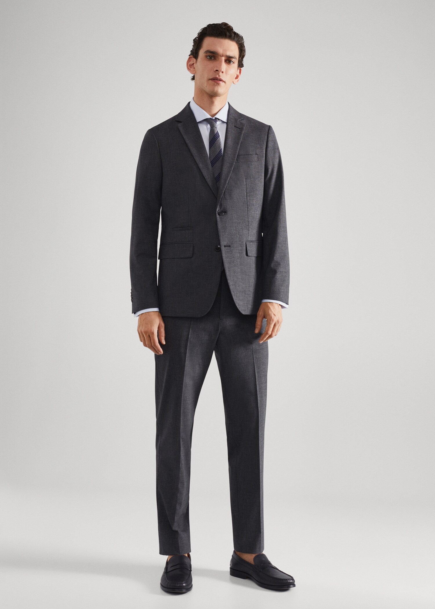 Slim-fit wool suit jacket - General plane