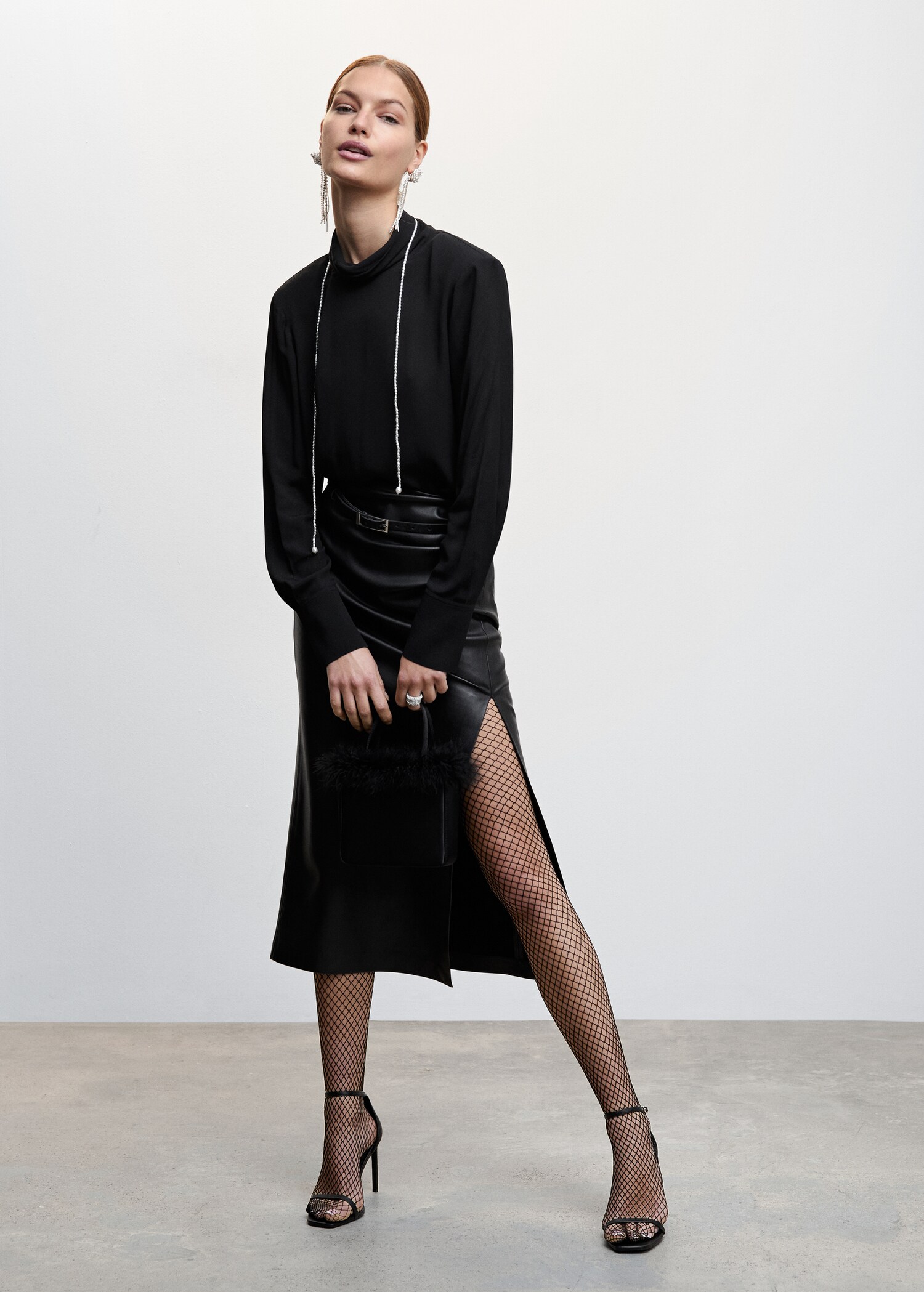 Leather-effect pencil skirt - General plane