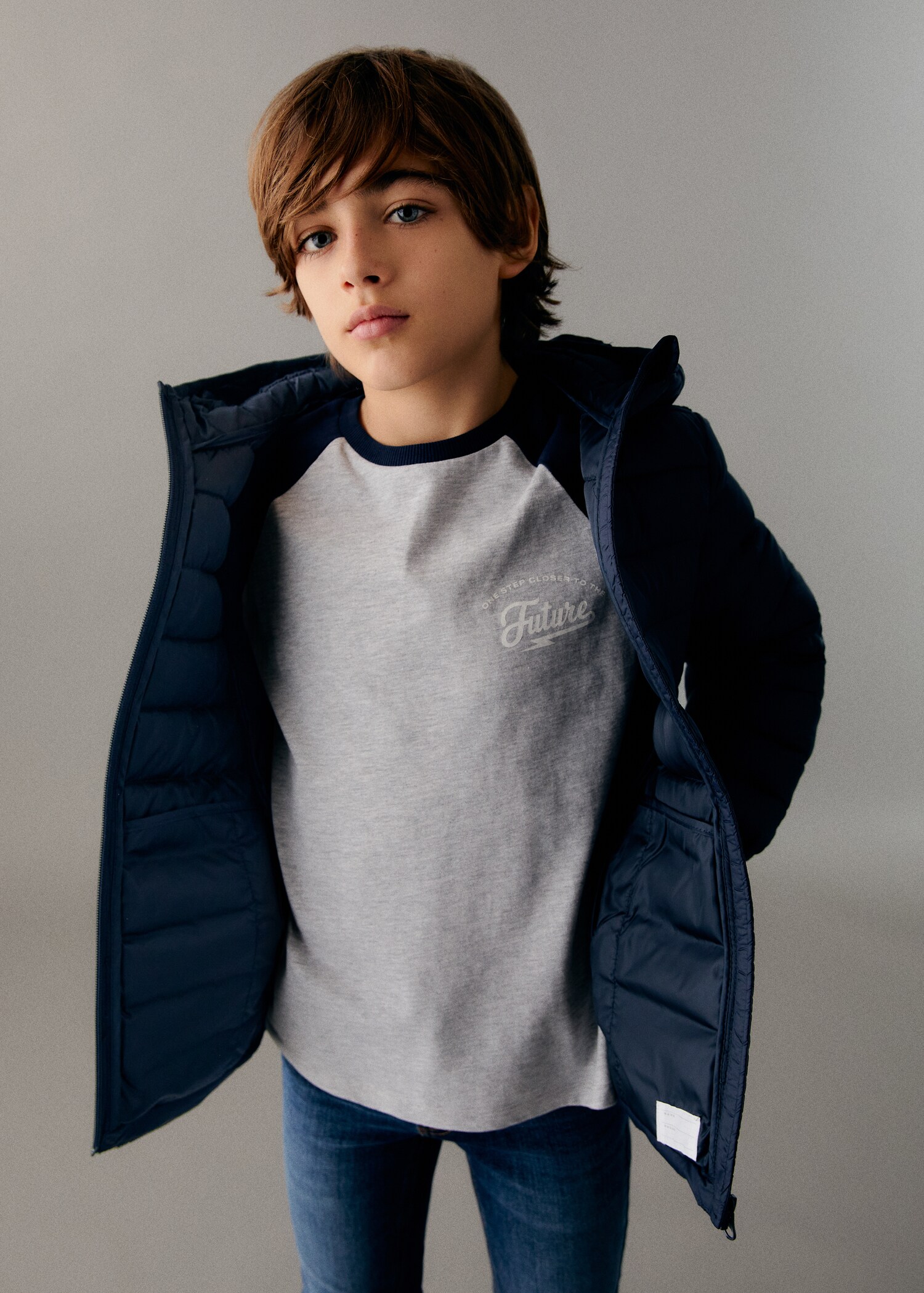 Side-zip quilted coat - General plane
