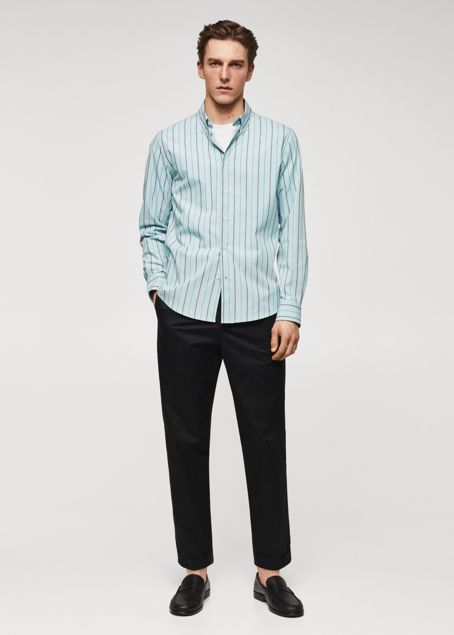 Camisa slim fit cotó ratlles - Pla general