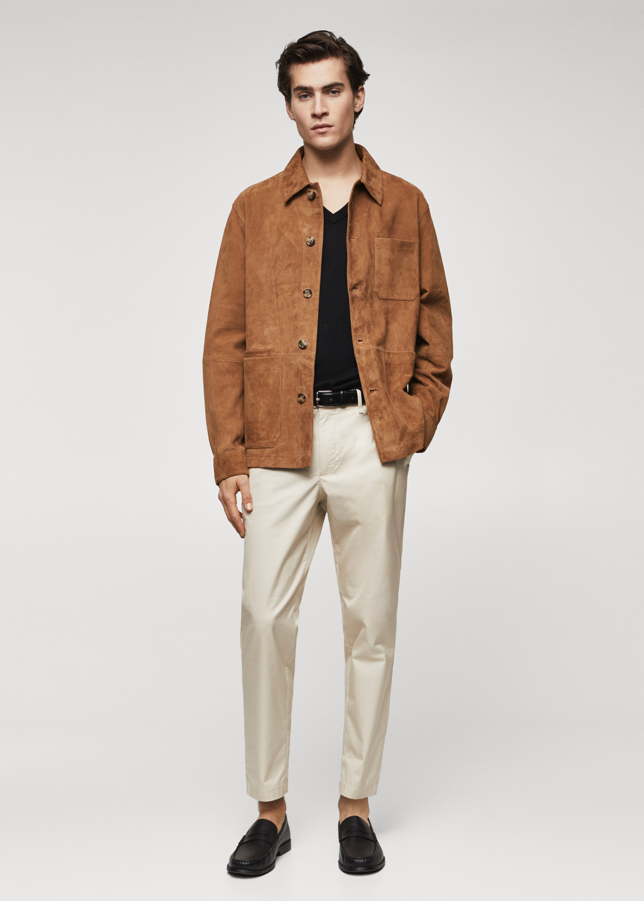Suede overshirt with pockets - General plane