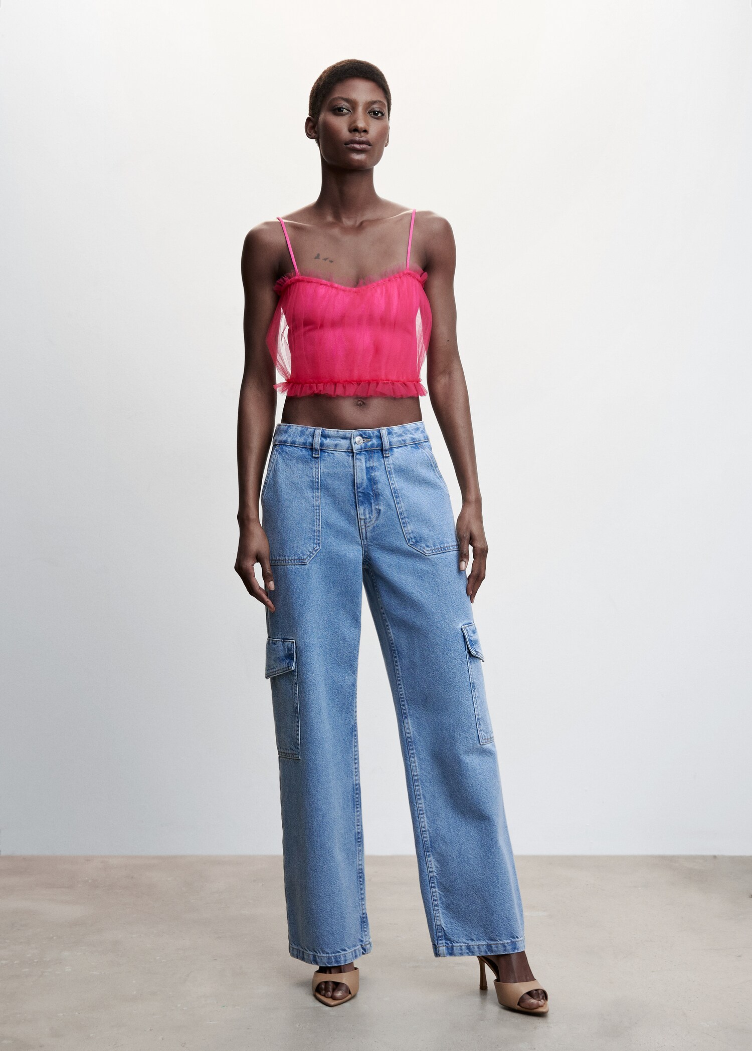 Chiffon-Top mit Herz-Dekolleté - Allgemeine Ansicht