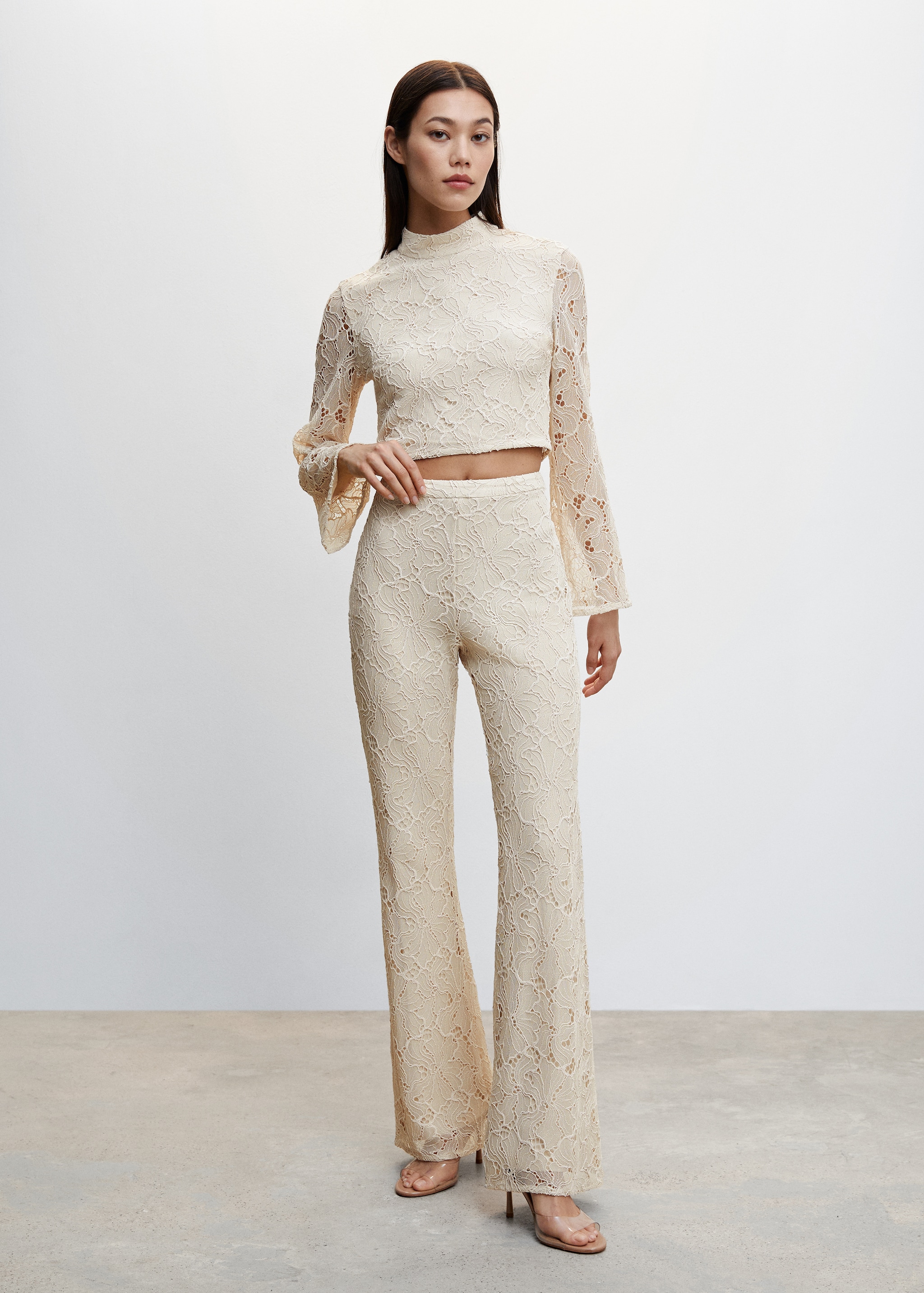 Lace flare trousers - General plane