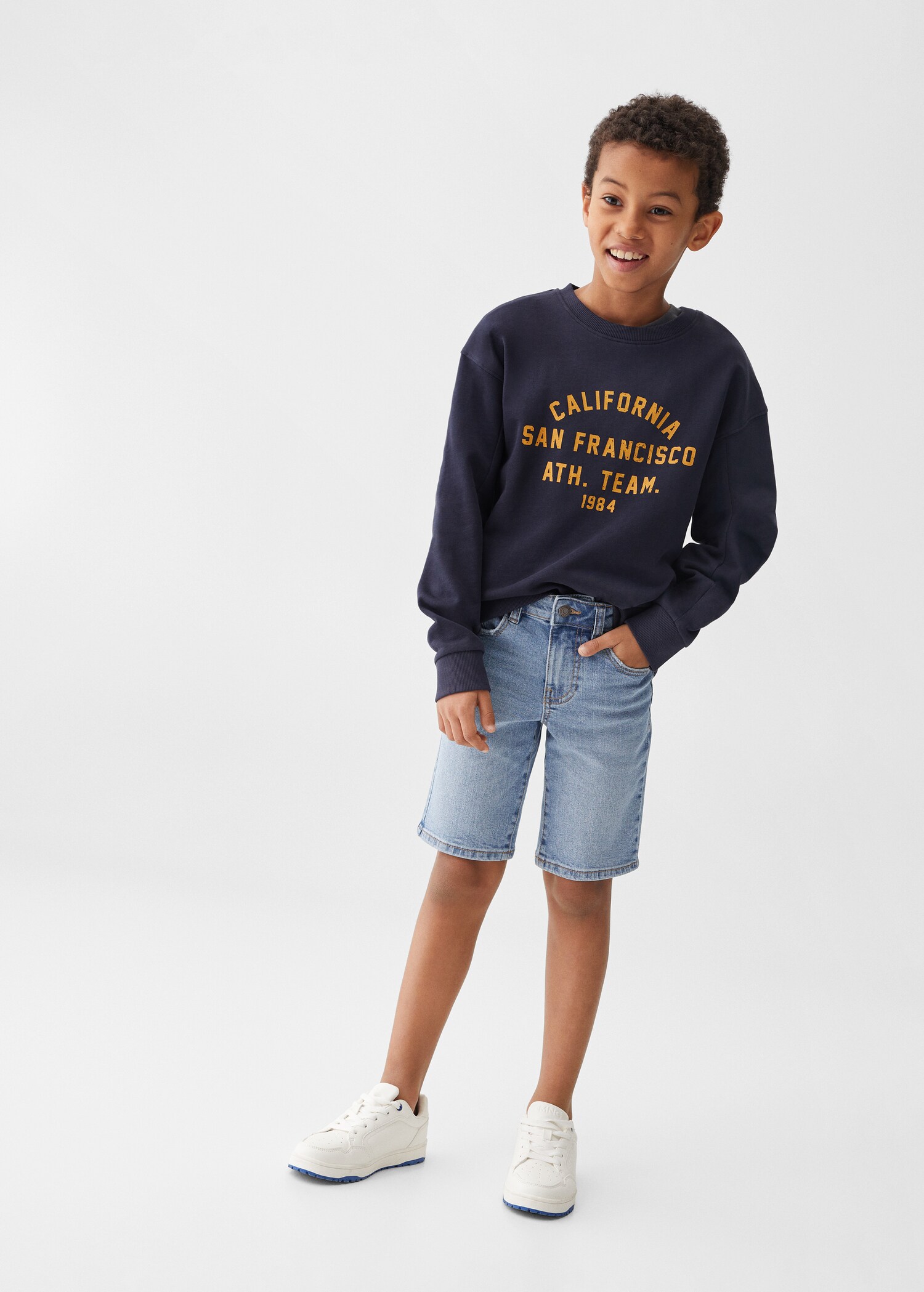 Cotton denim shorts - General plane
