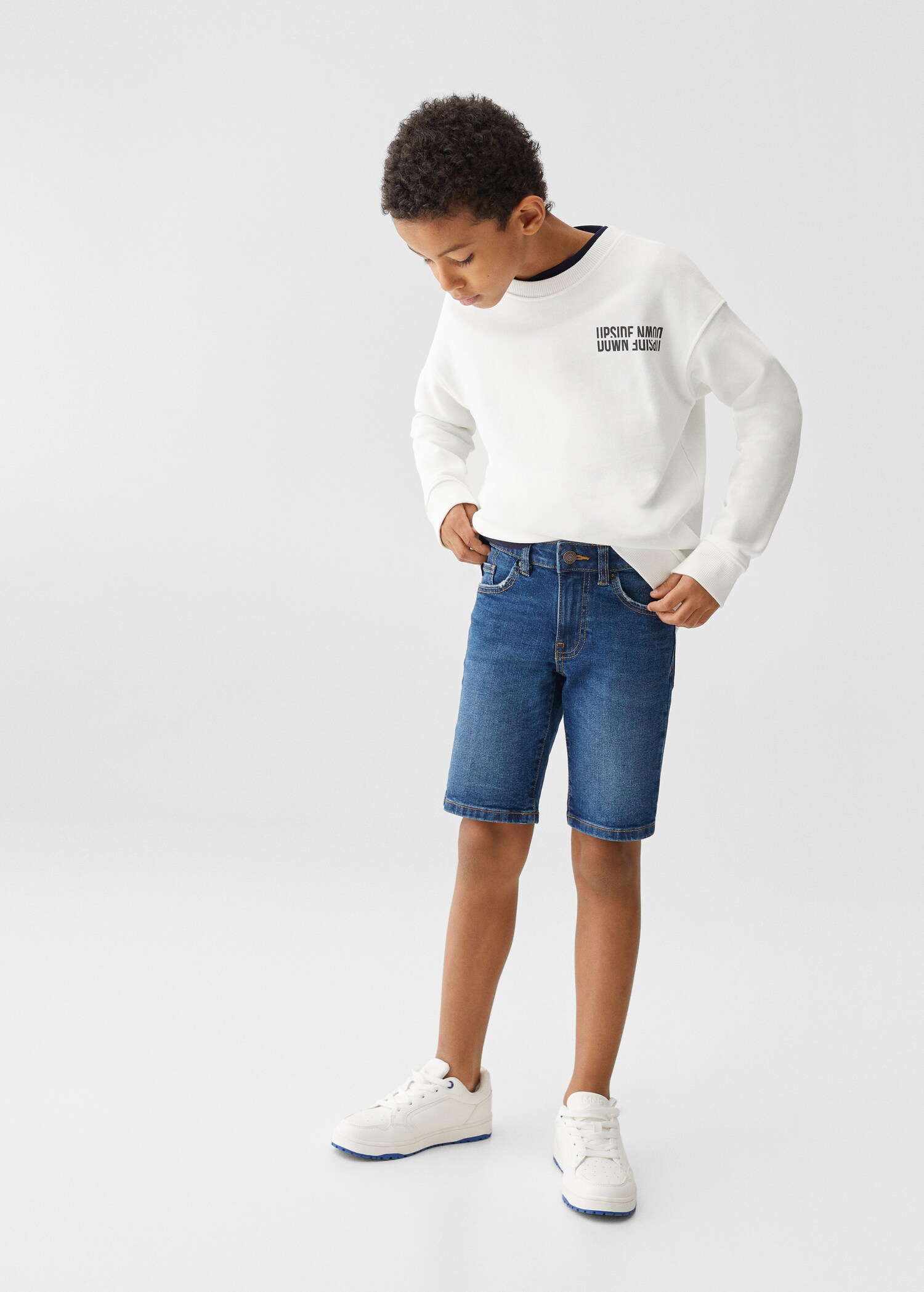 Cotton denim shorts - General plane