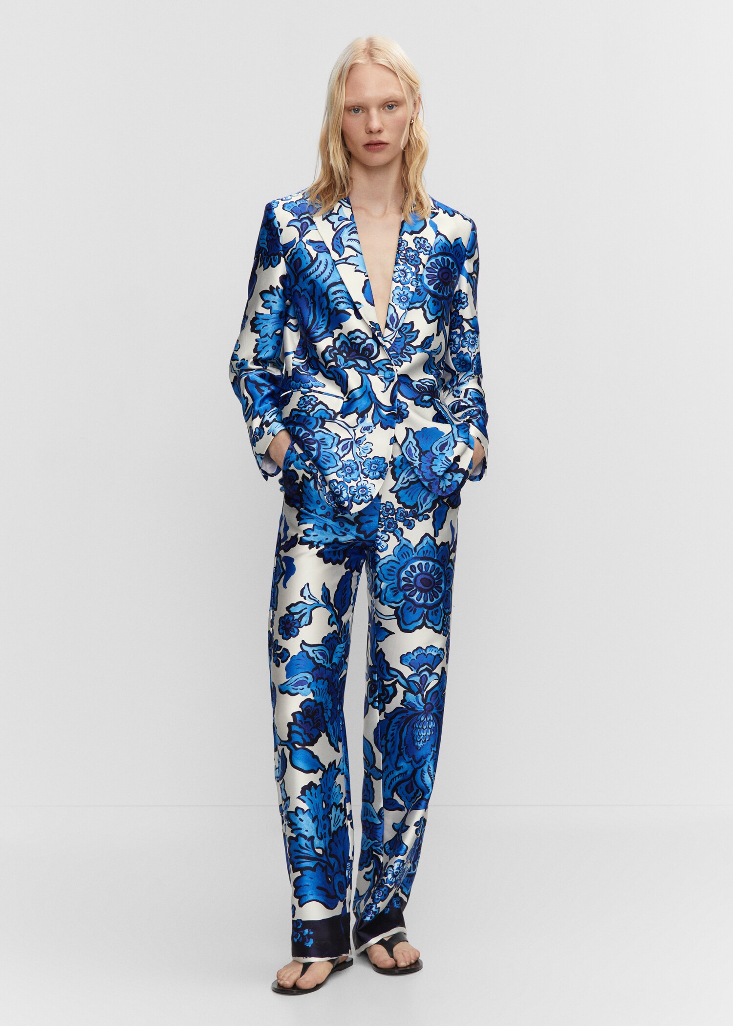Satin printed blazer - General plane