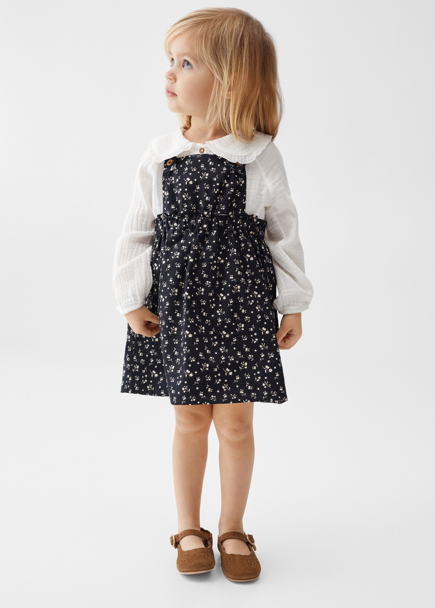Cotton babydoll neck blouse - General plane