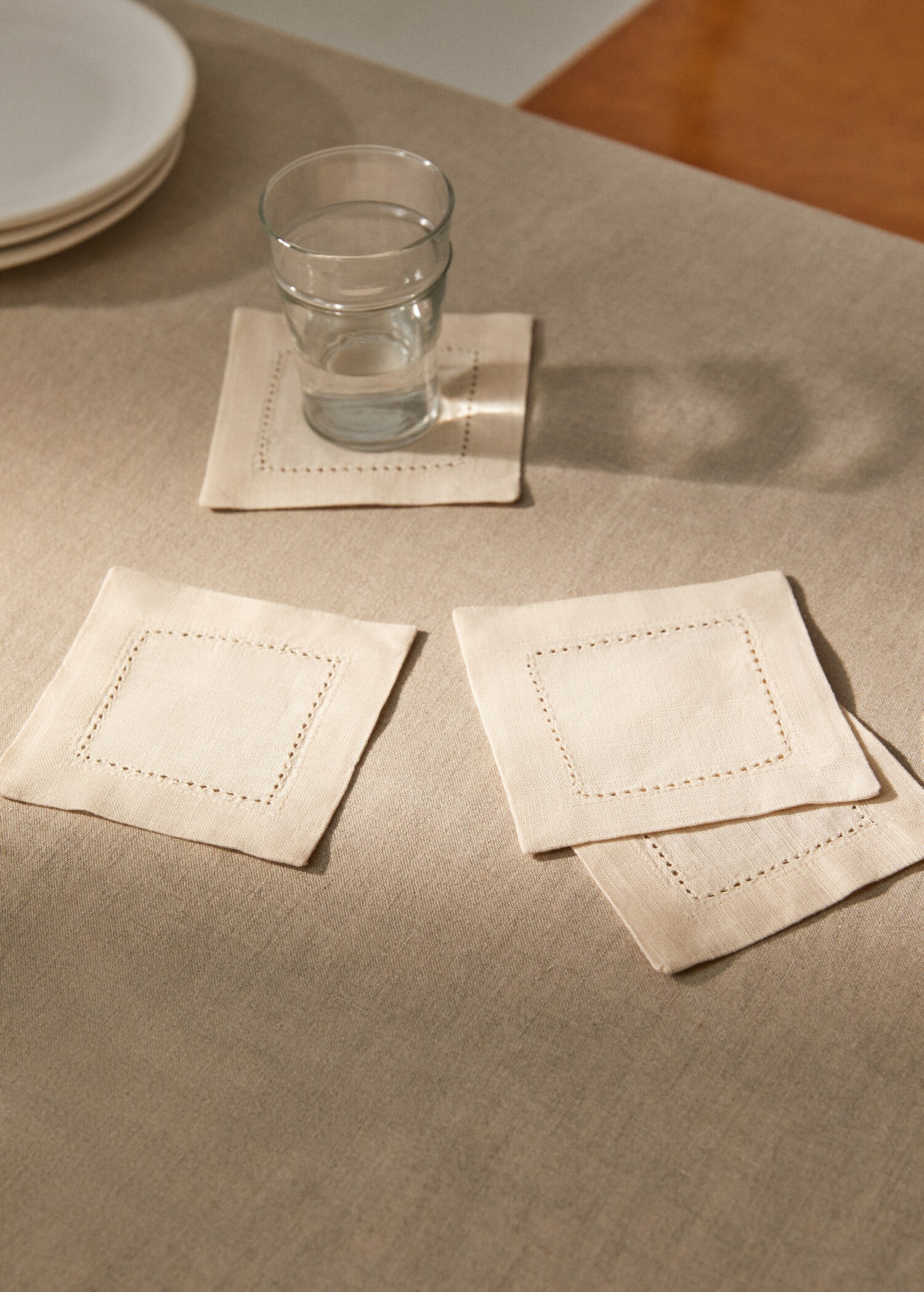 Cotton coasters with hemstitch detail  - General plane
