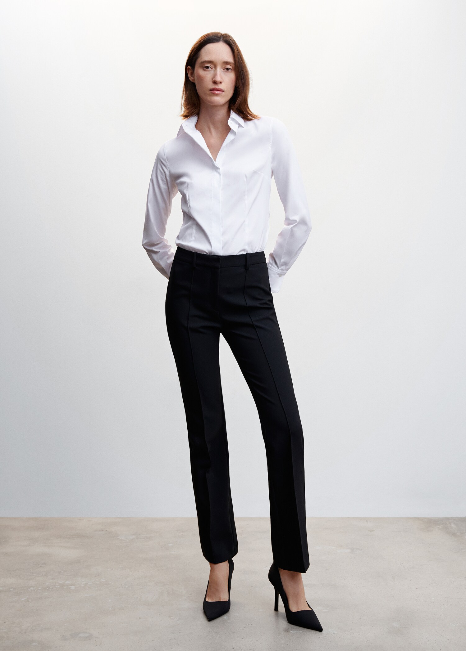 Essential cotton-blend shirt - Woman | MANGO OUTLET USA