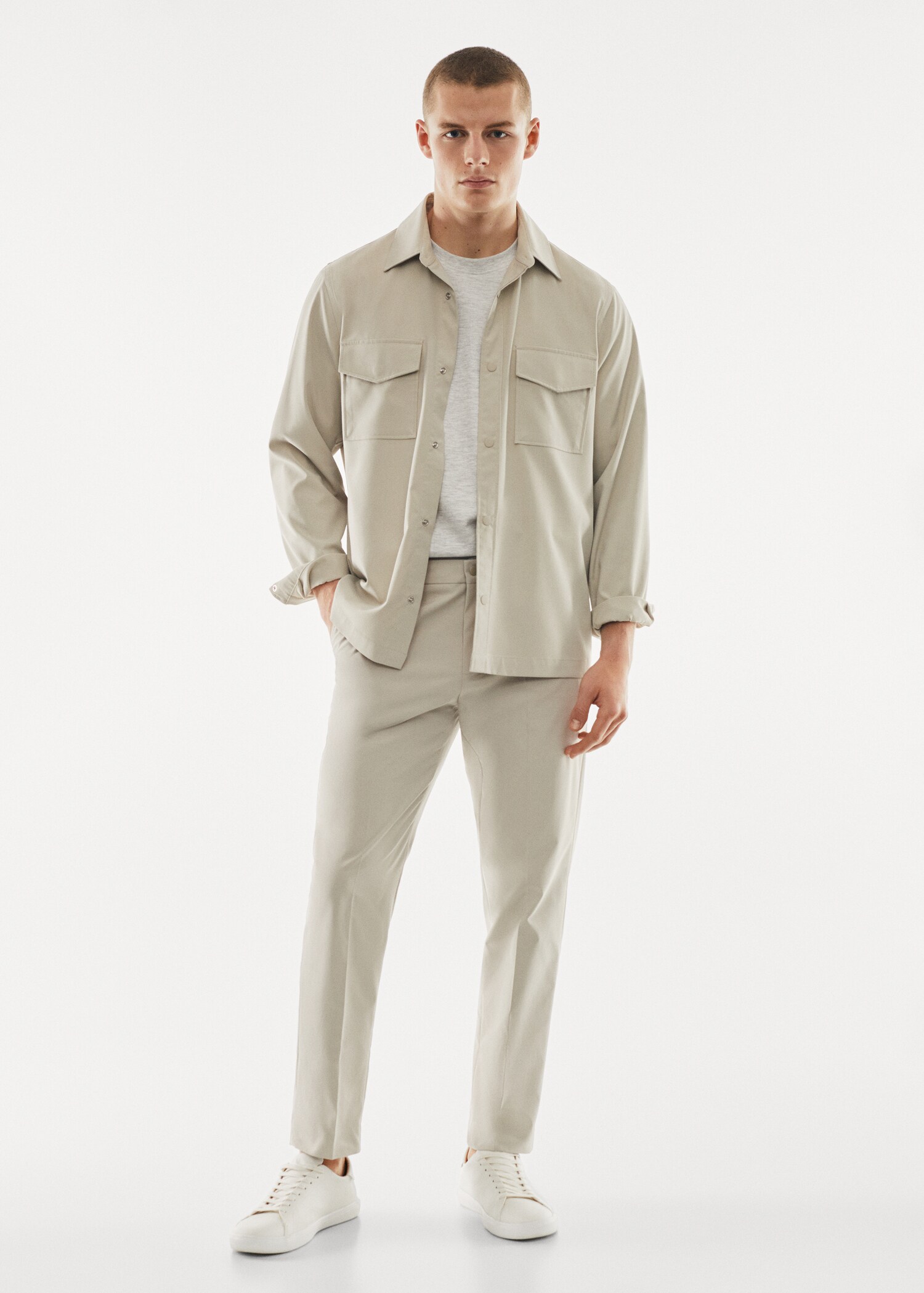 100% breathable cotton technical overshirt  - General plane