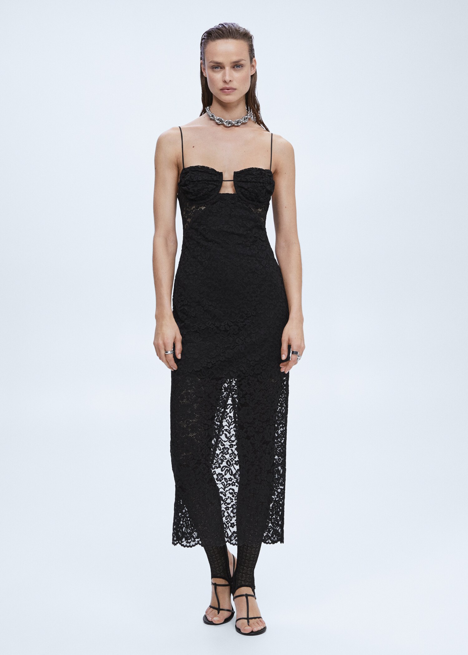 Lace midi dress - General plane