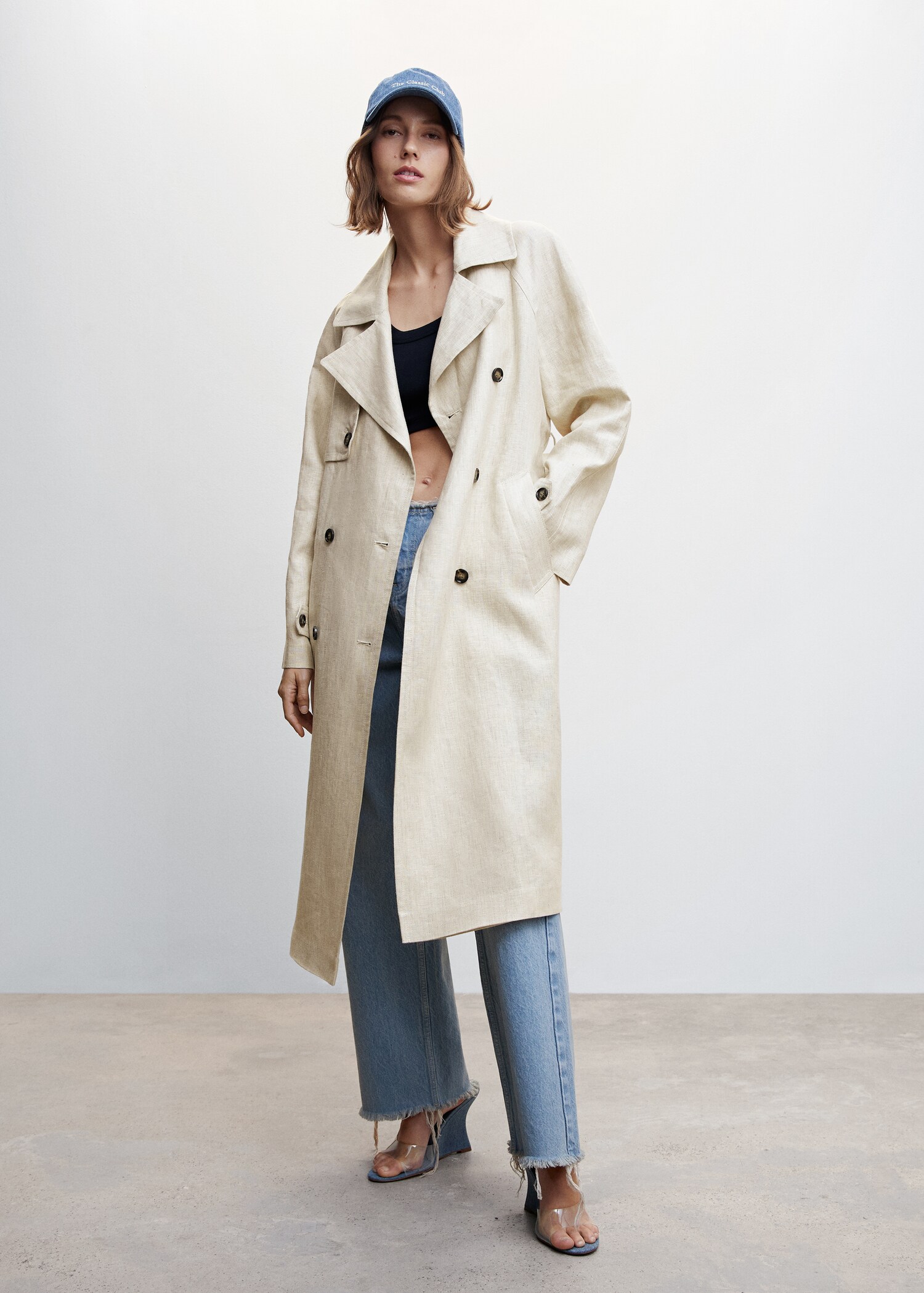 100% linen trench coat - General plane