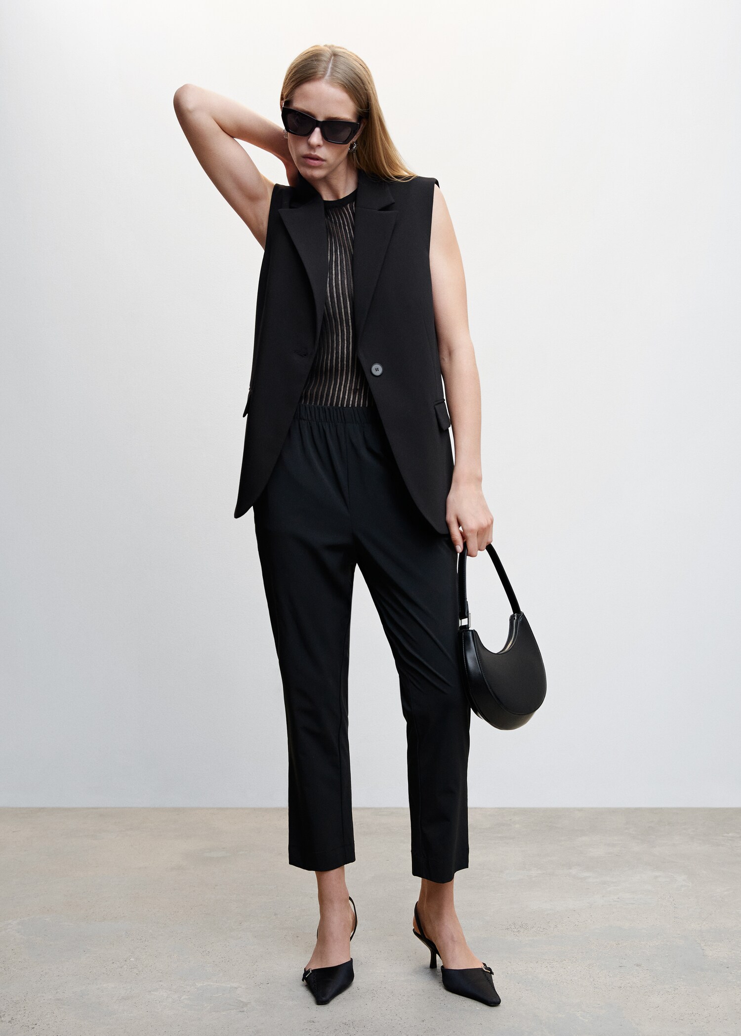 Pantaloni fluizi cu betelie elastică - Plan general