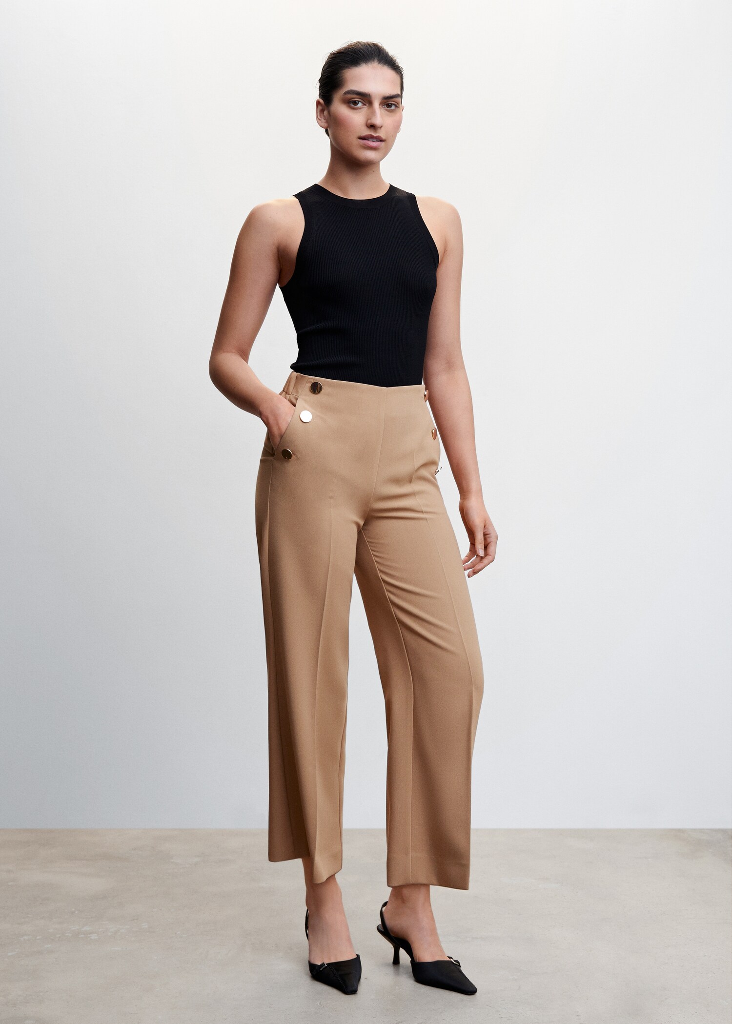Cropped button trousers - General plane