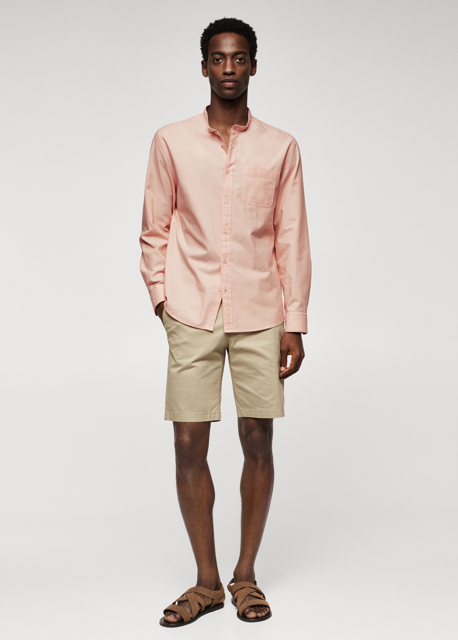 Slim Fit-Hemd mit Stehkragen - Allgemeine Ansicht