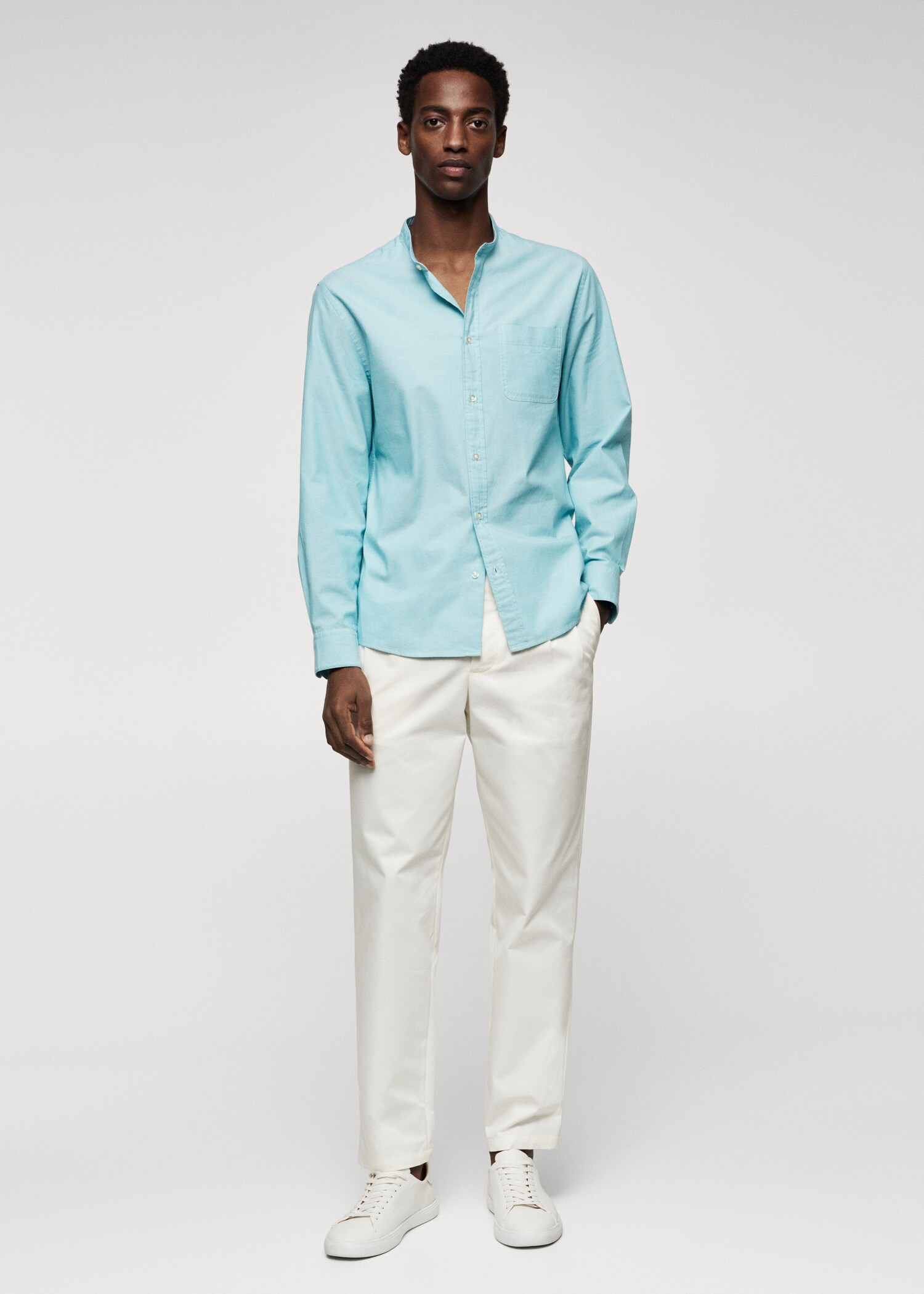 Slim Fit-Hemd mit Stehkragen - Allgemeine Ansicht