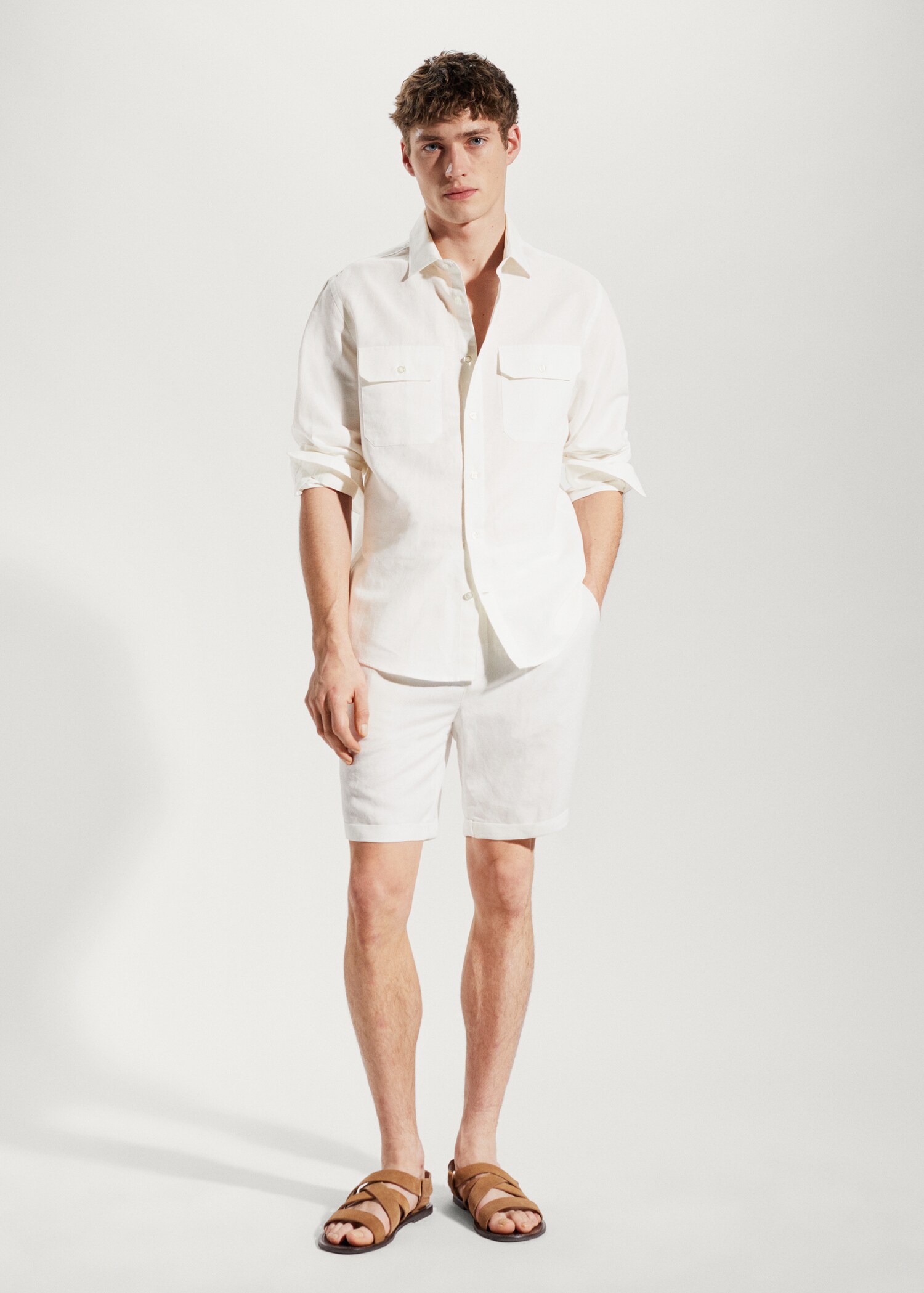 Regular-fit pocket linen shirt - General plane