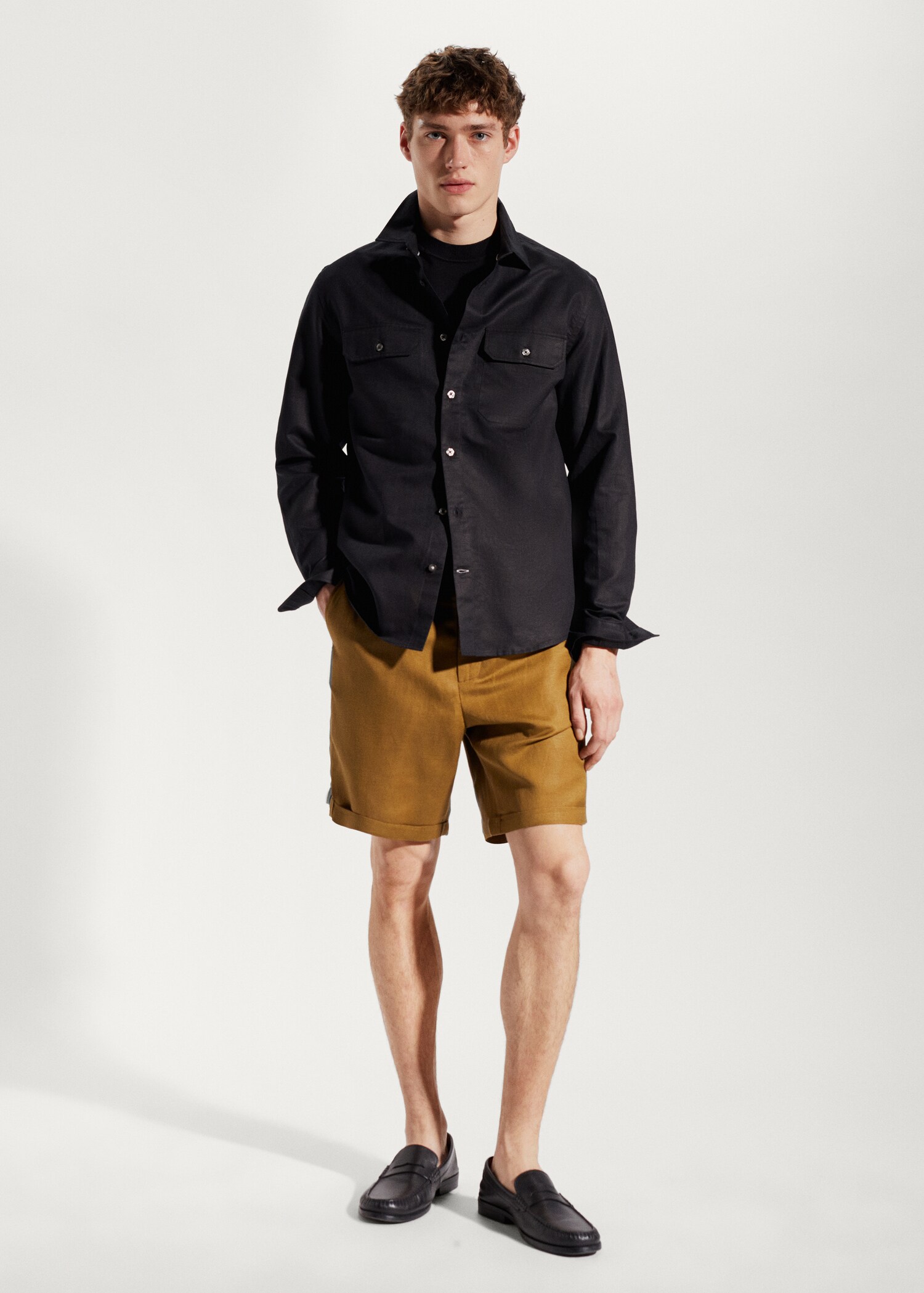 Regular-fit pocket linen shirt - General plane