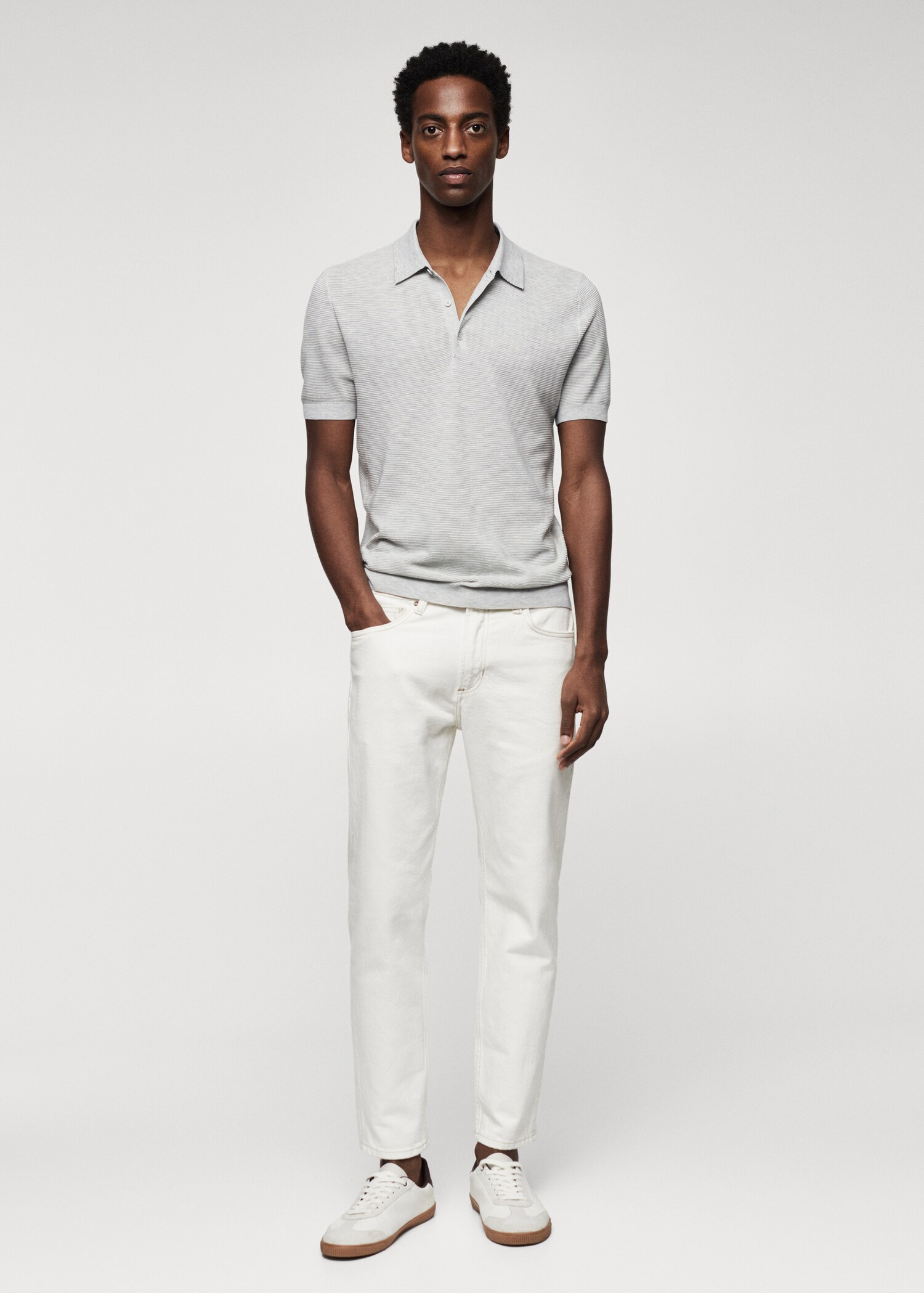 Patterned cotton polo shirt - General plane