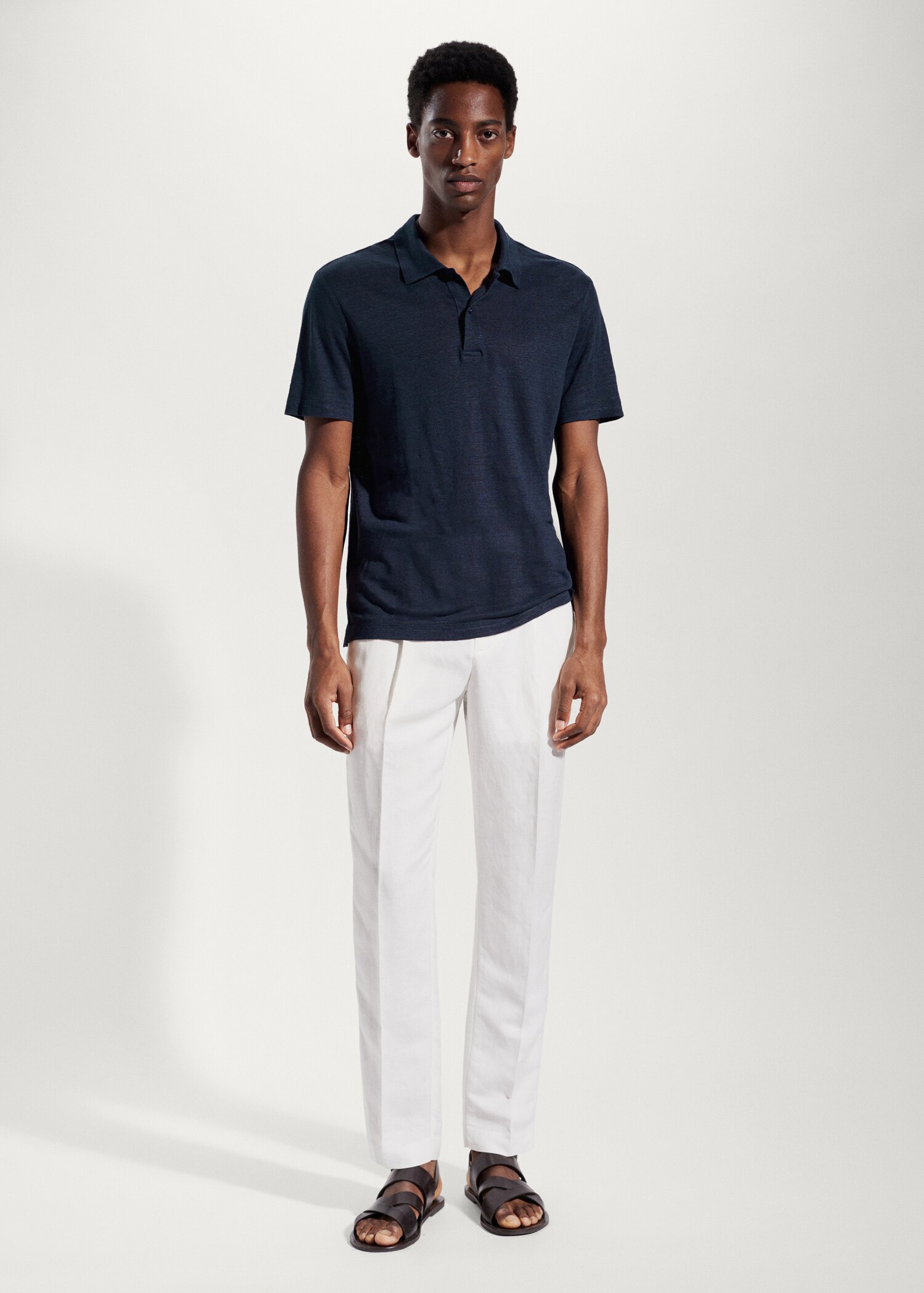 Polo slim fit 100% lino - Plano general