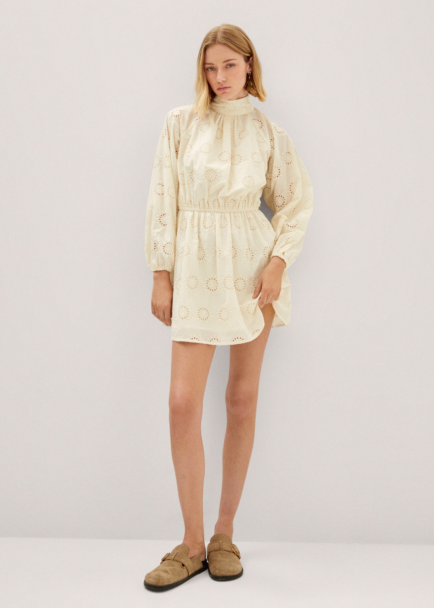 Cotton dress with openwork detail  - General plane