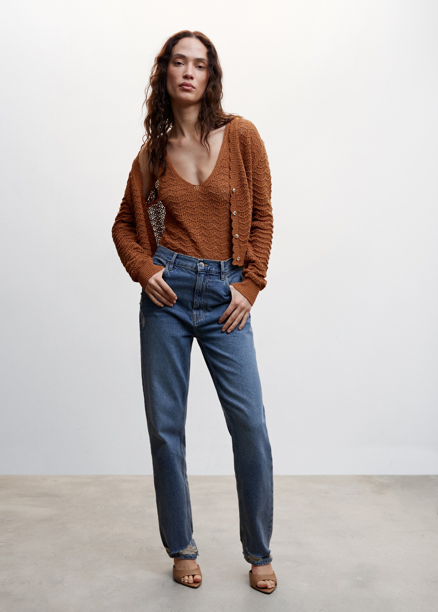 Openwork details knit top - General plane