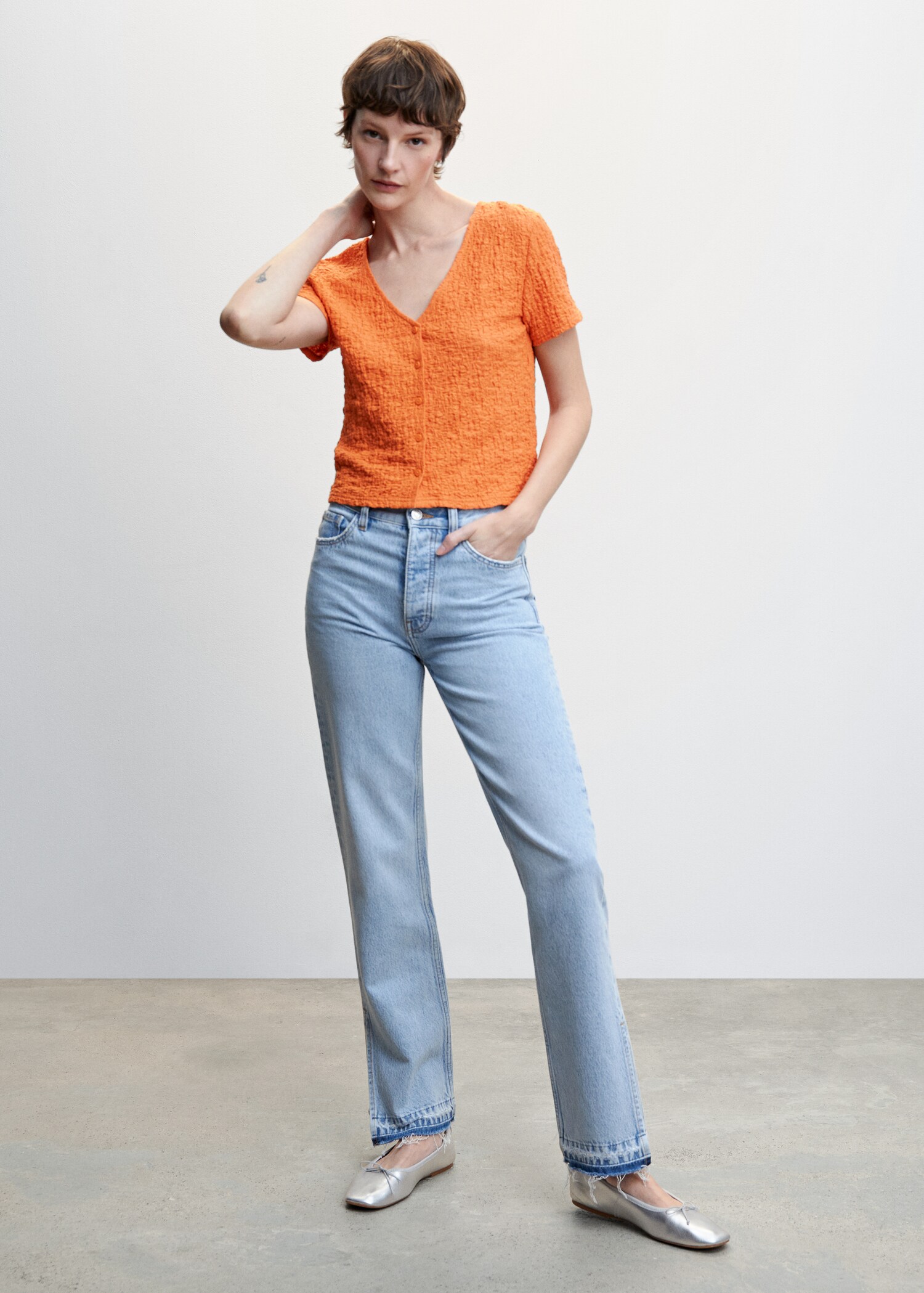 Camiseta textura botones - Plano general