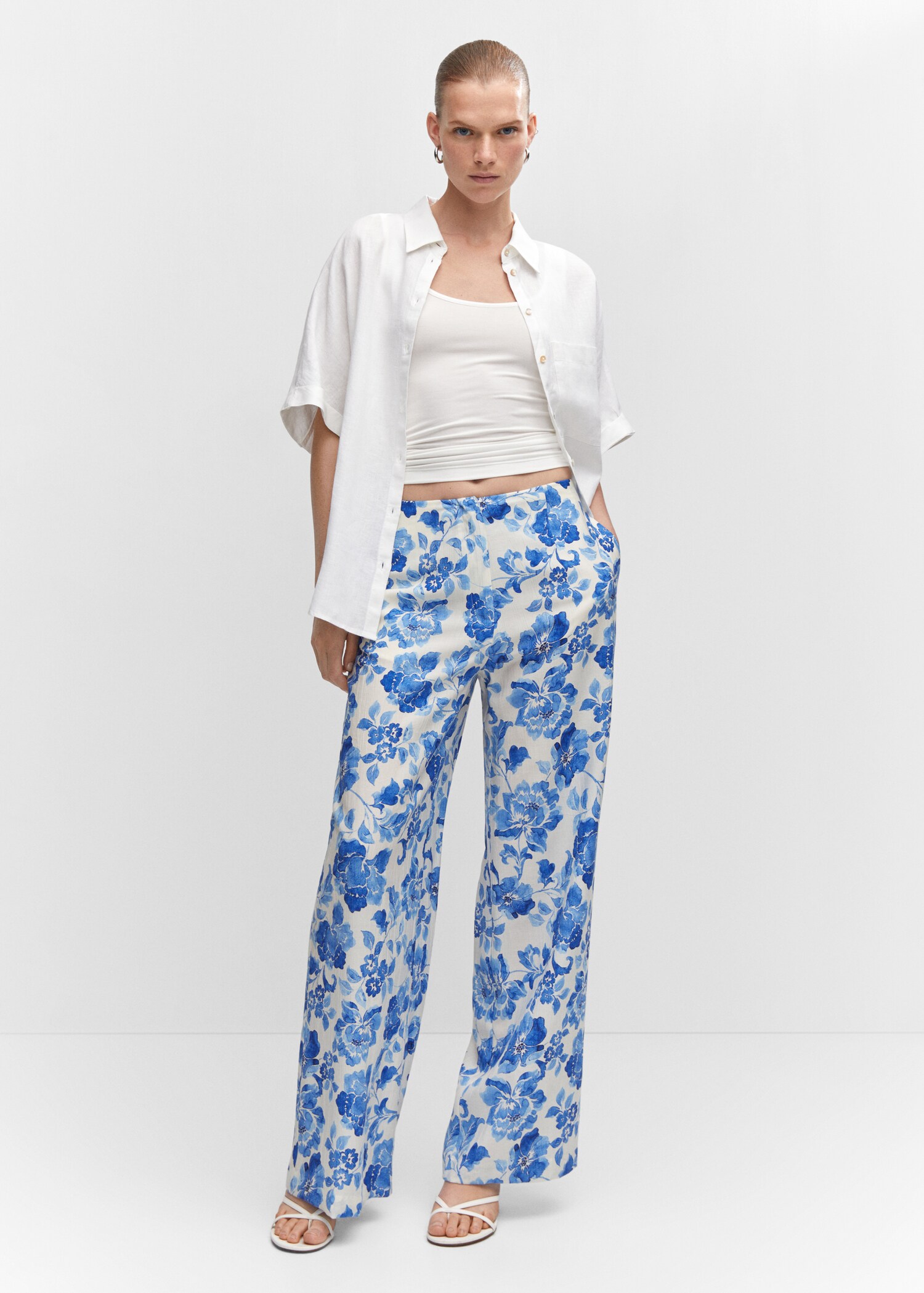 Floral palazzo trousers - General plane