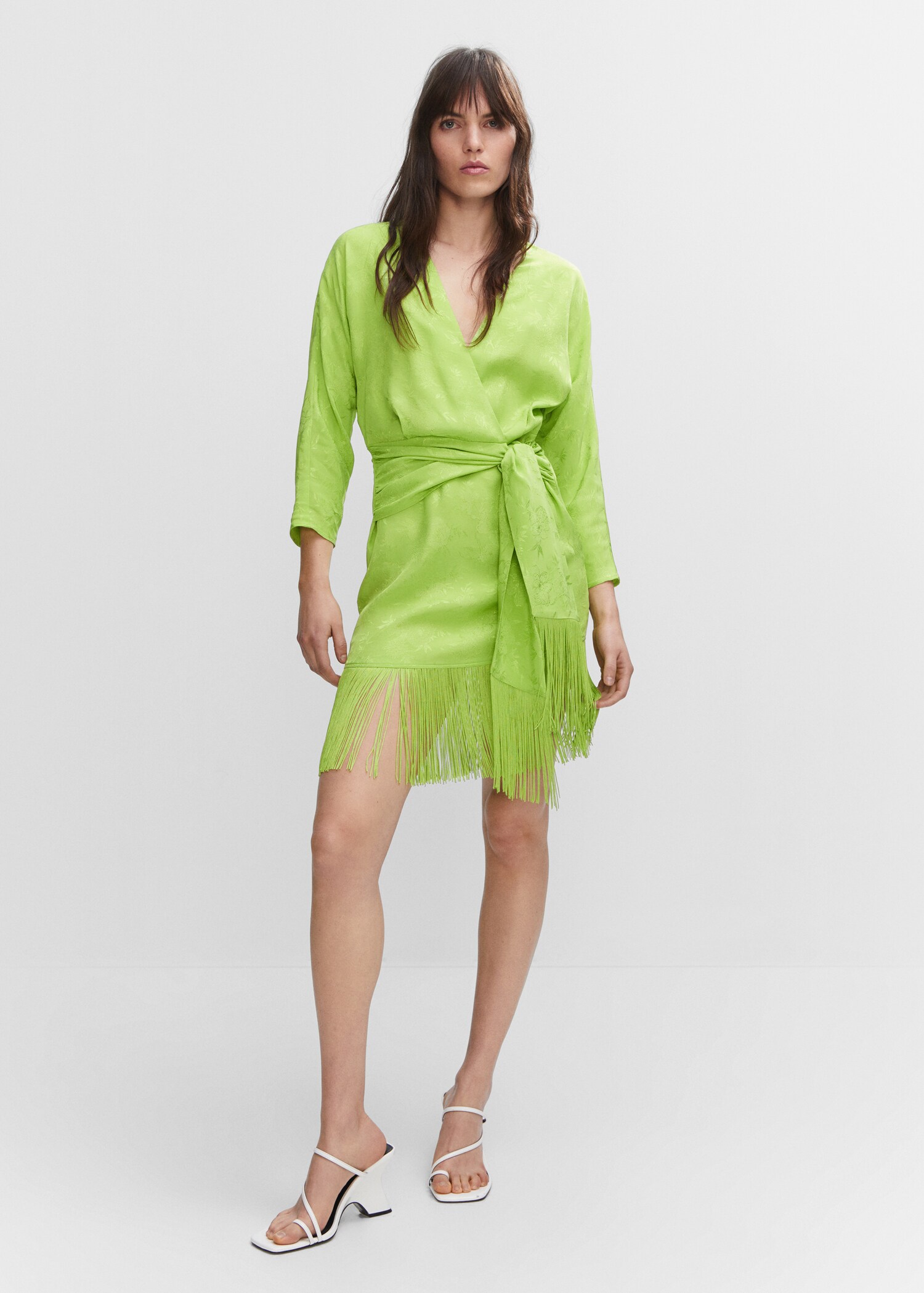 Vestido jacquard flecos - Plano general
