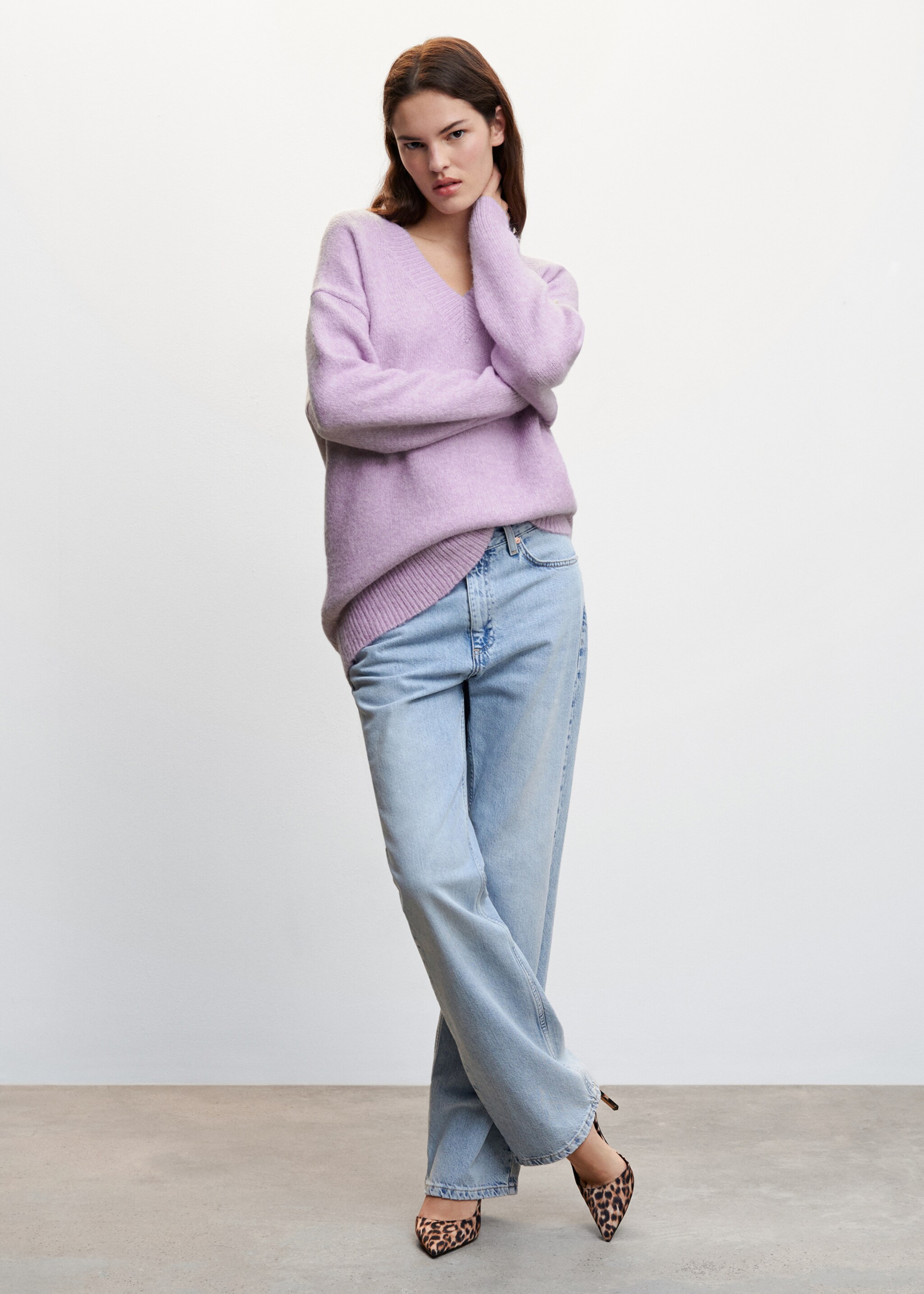 Pull-over grosse maille col V - Plan général