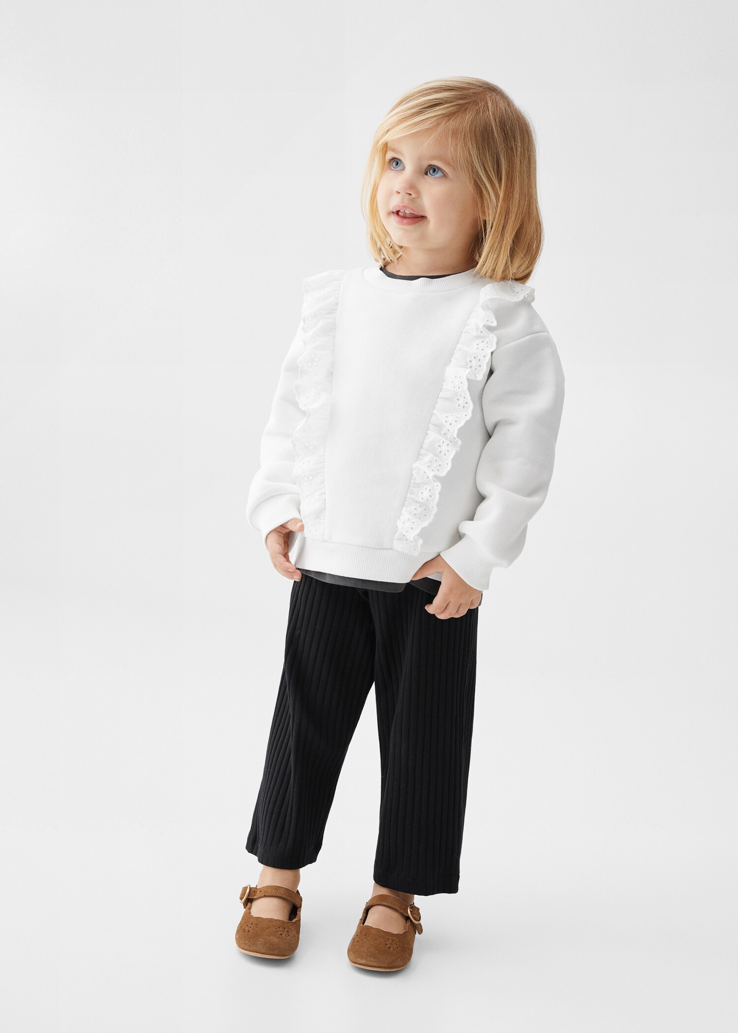 Ruffle sweatshirt with openwork details - General plane