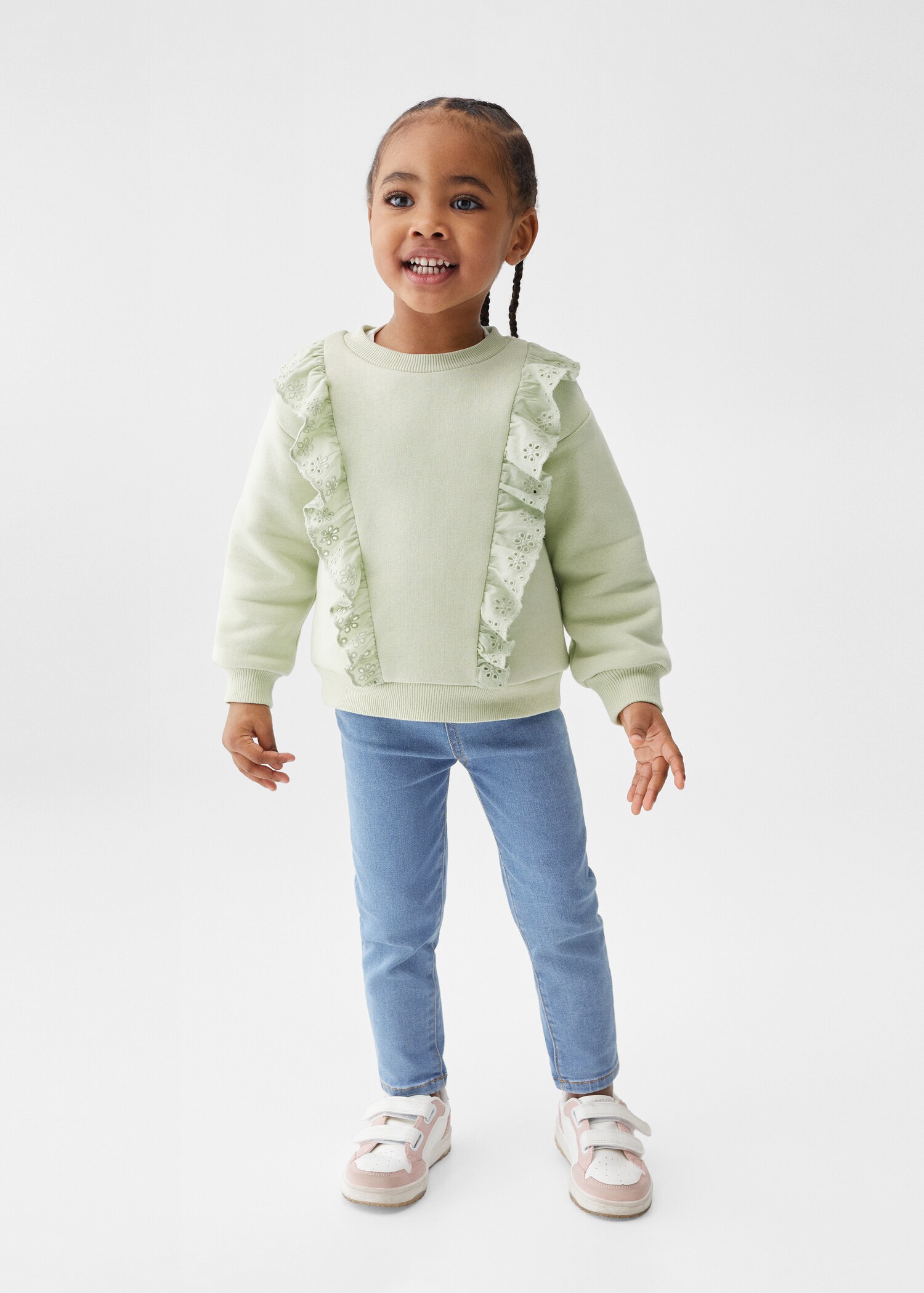 Ruffle sweatshirt with openwork details - General plane