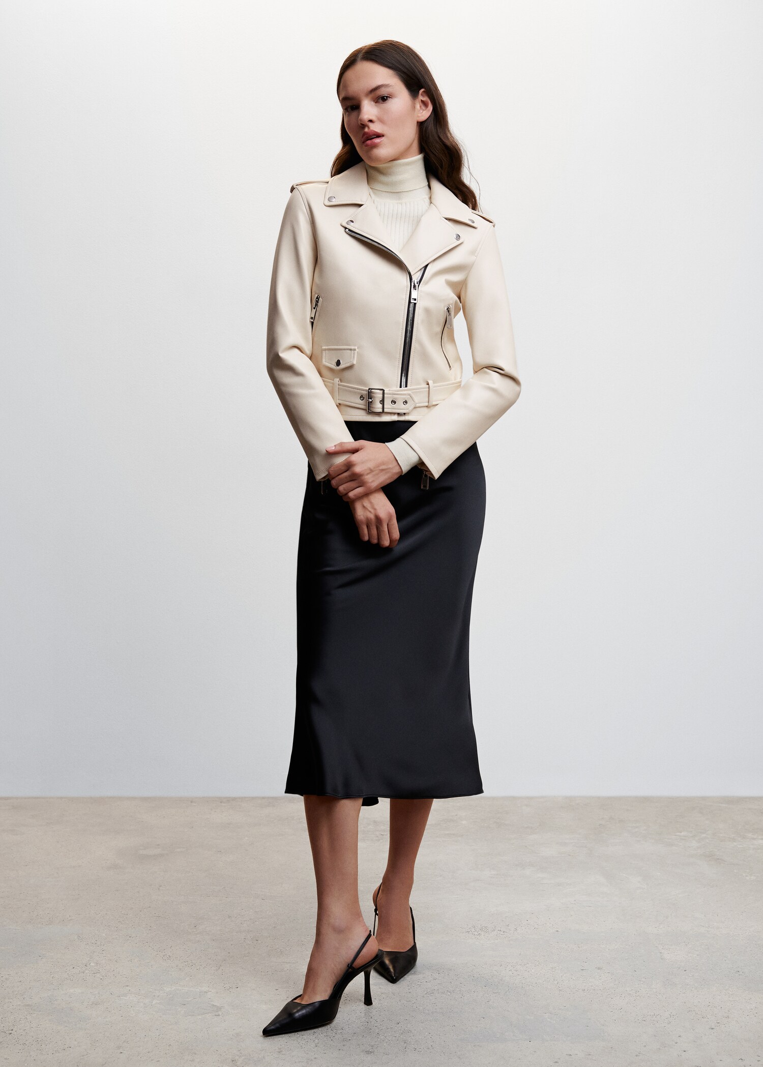 Leather-effect biker jacket - General plane