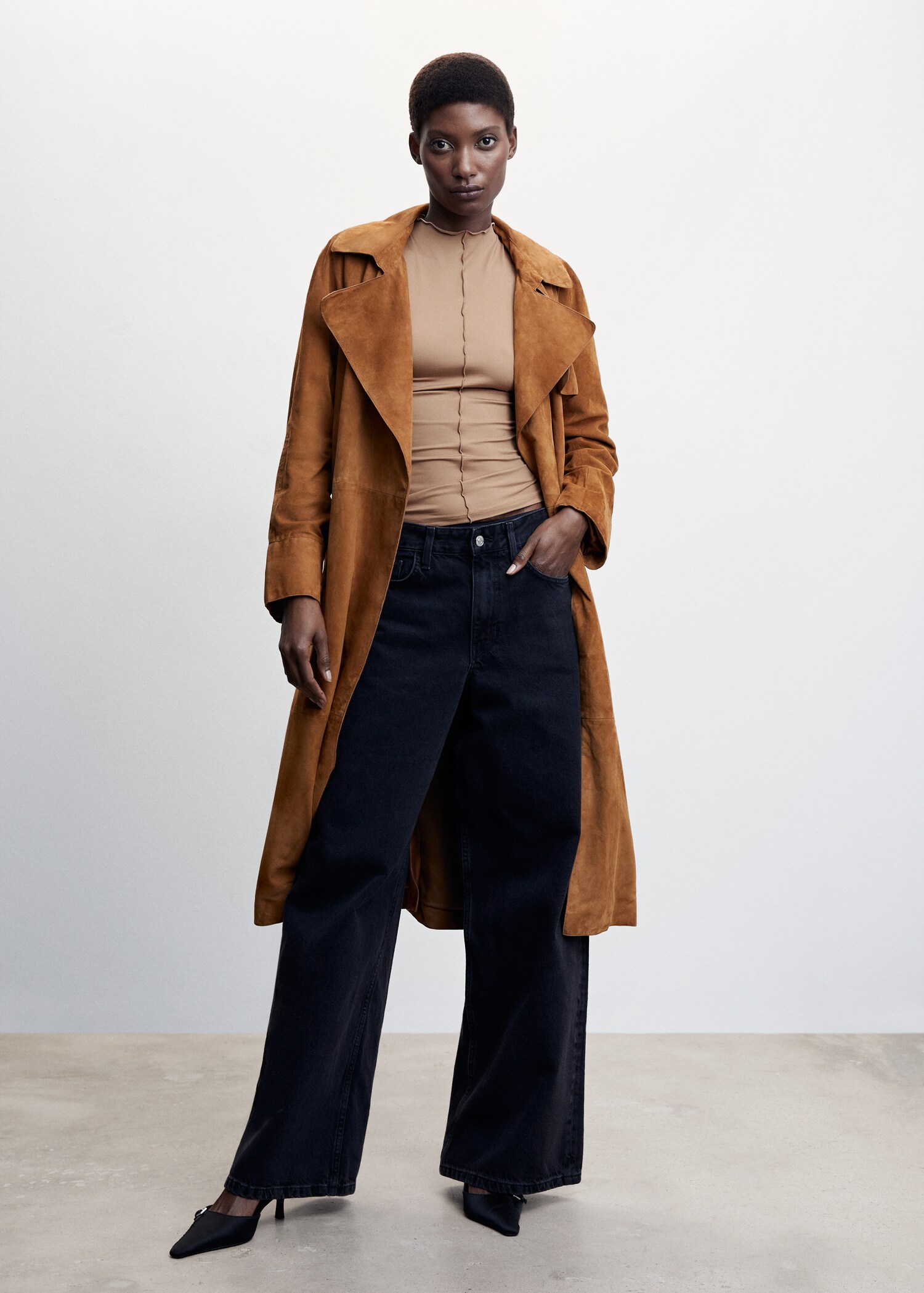 100% leather trench coat - General plane