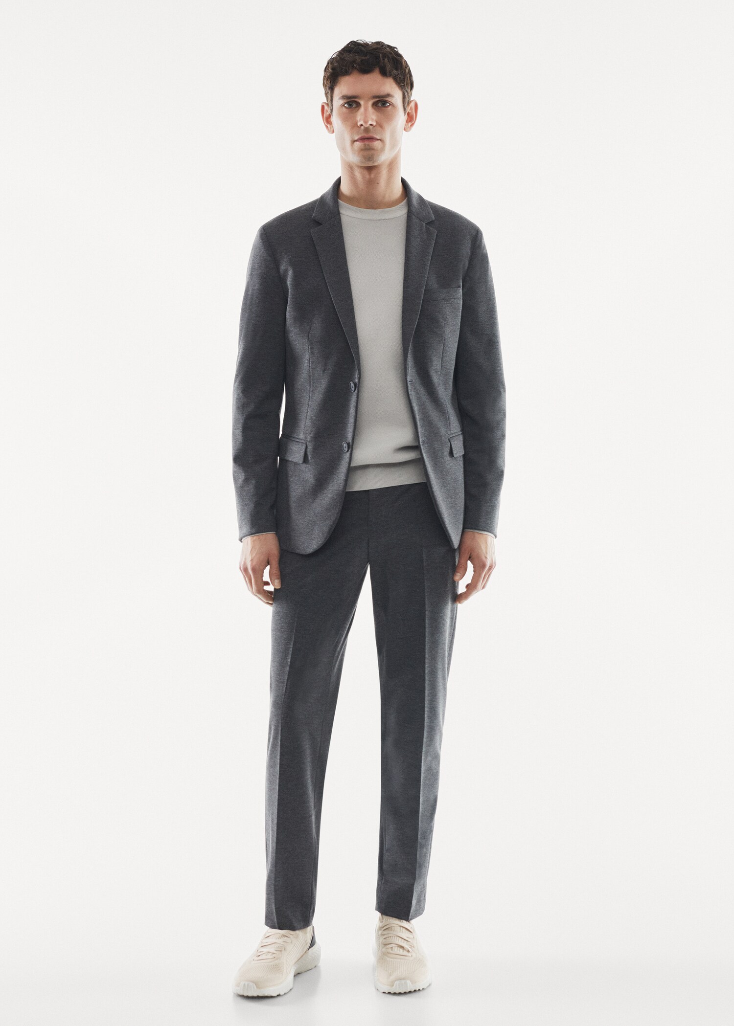 Textured slim fit suit trousers - General plane